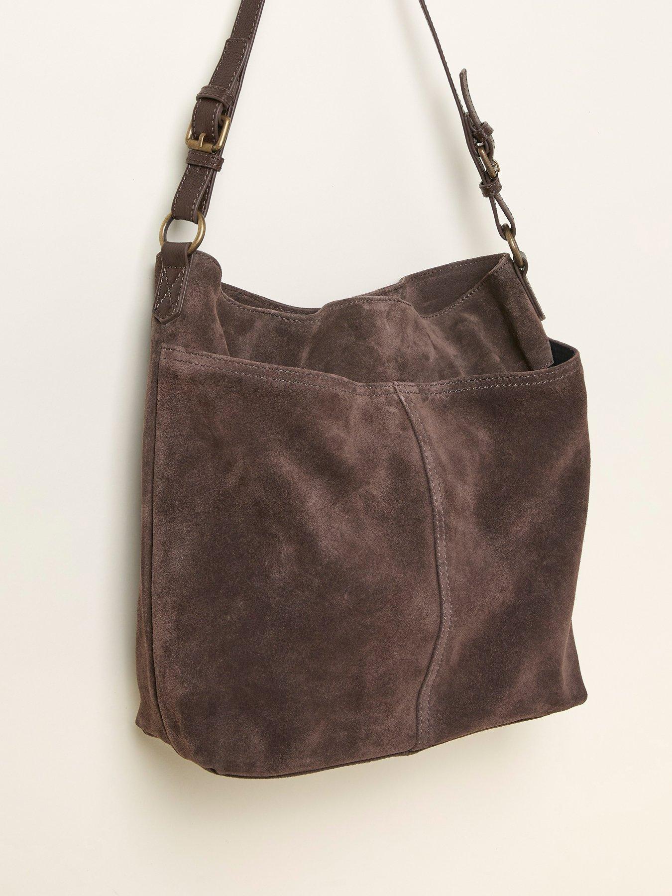 Image 2 of 3 of FatFace Molly Suede Buckle Bag - Chocolate Brown