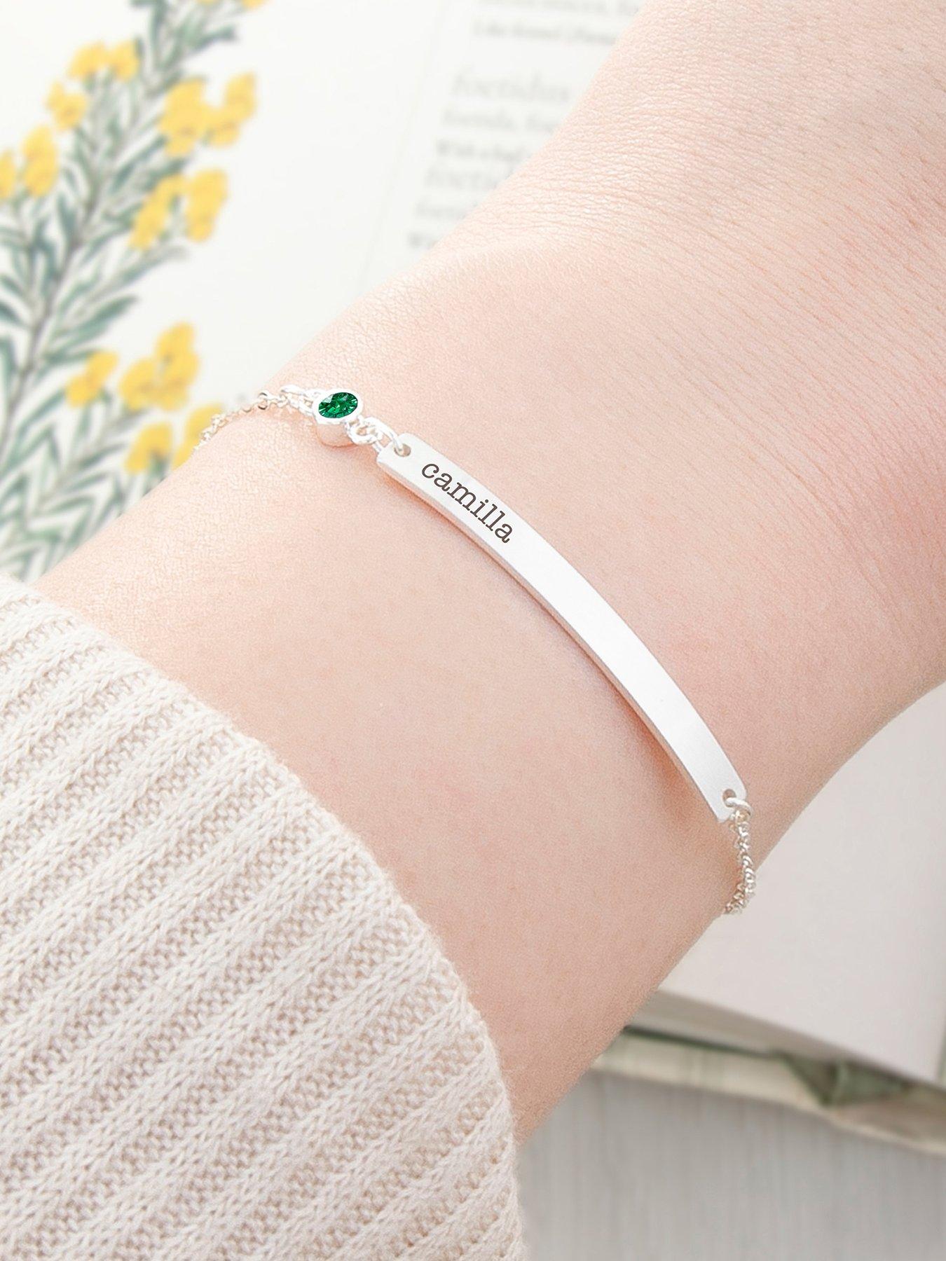 Treat Republic Personalised Silver Plated Birthstone Crystal Bracelet