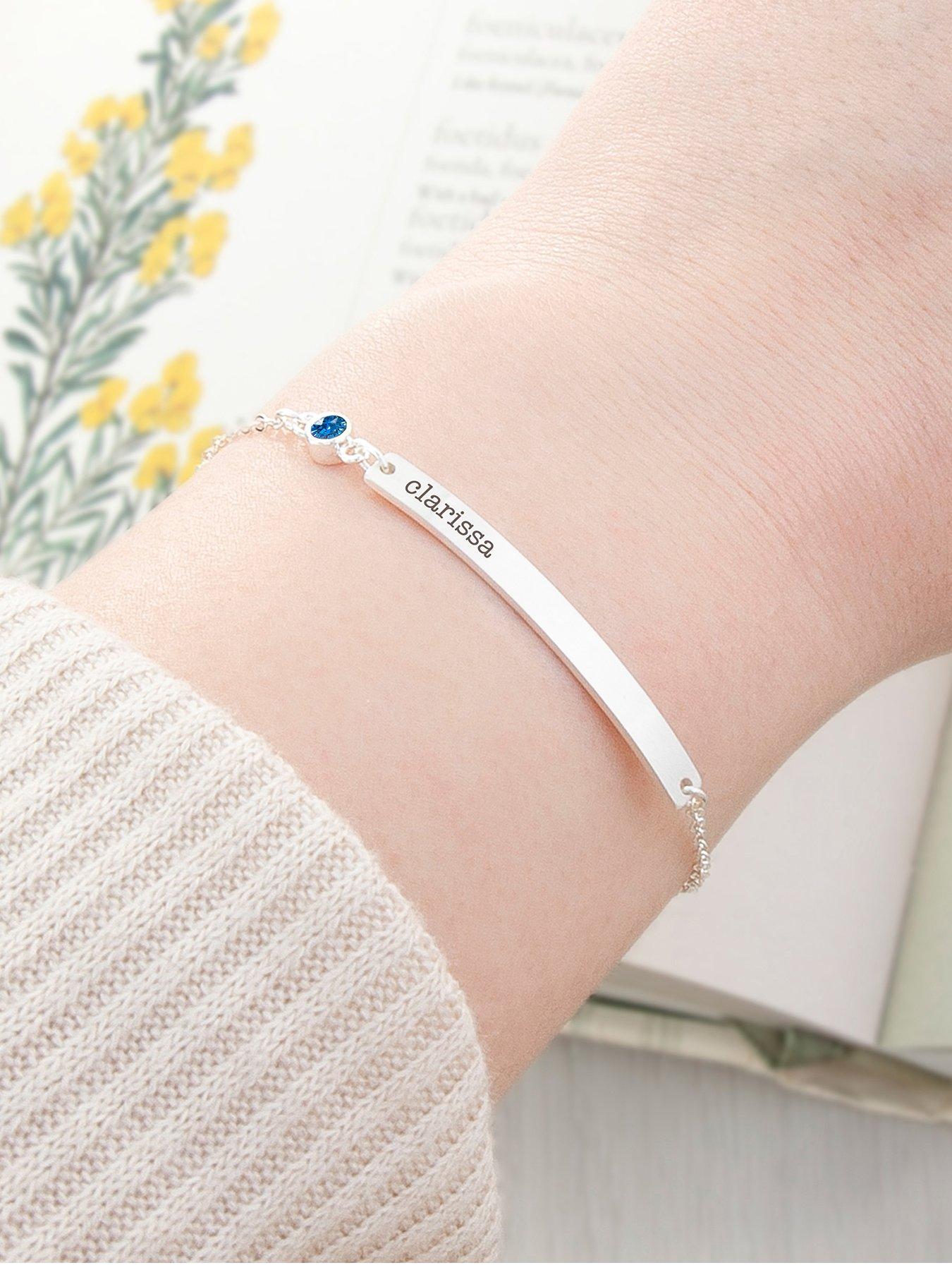 Treat Republic Personalised Silver Plated Birthstone Crystal Bracelet