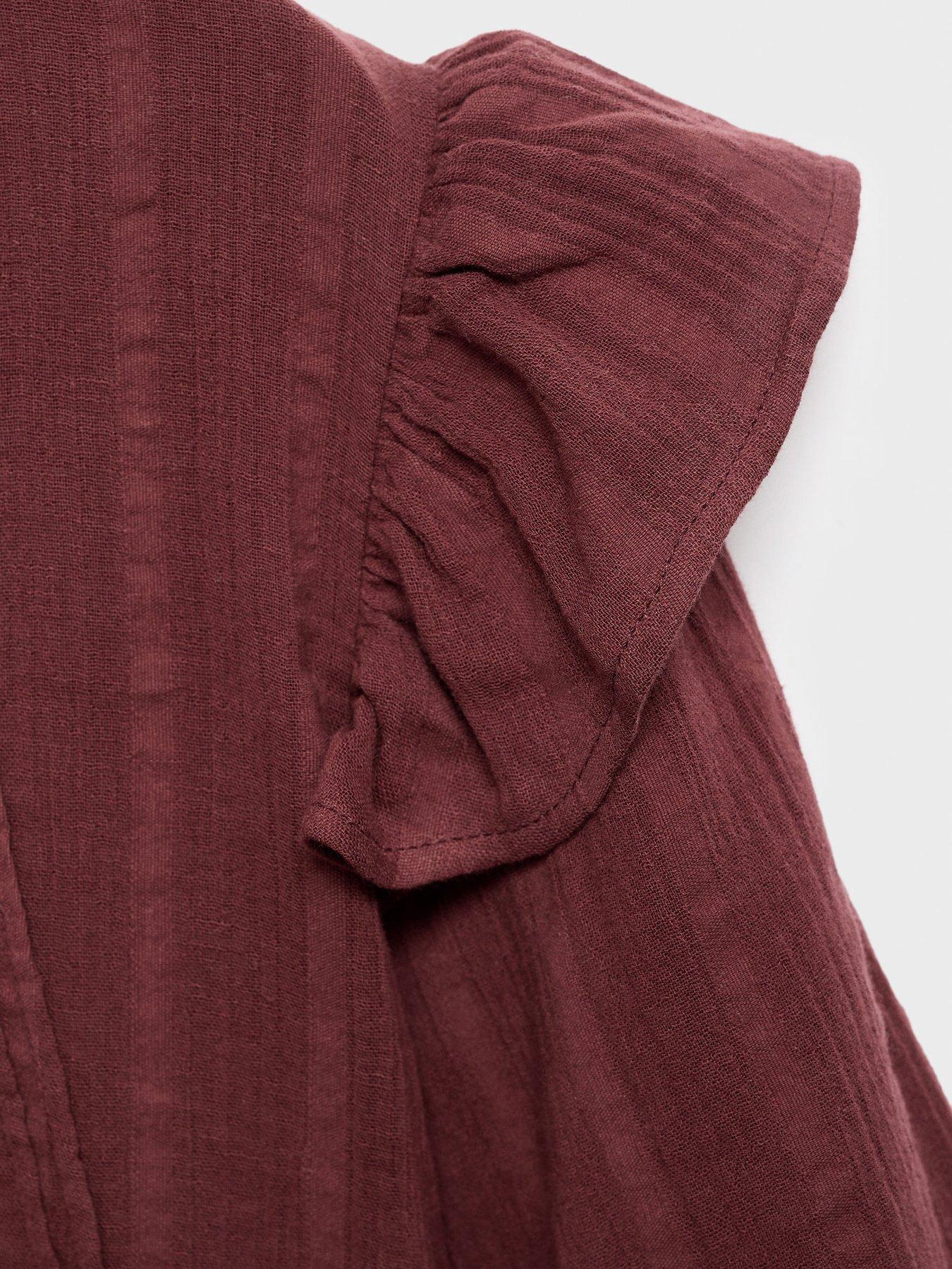  image of mango-girls-long-sleeve-stripe-blouse-dark-red