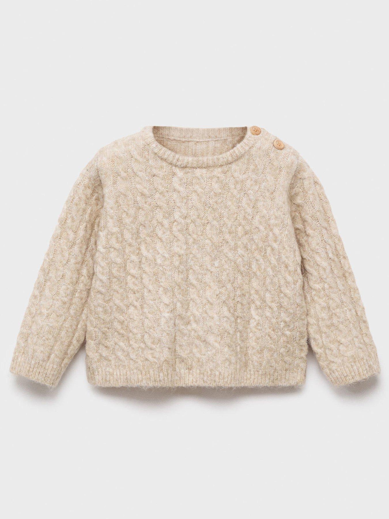 Mango Baby Unisex Cable Knitted Co-Ord Jumper - Beige