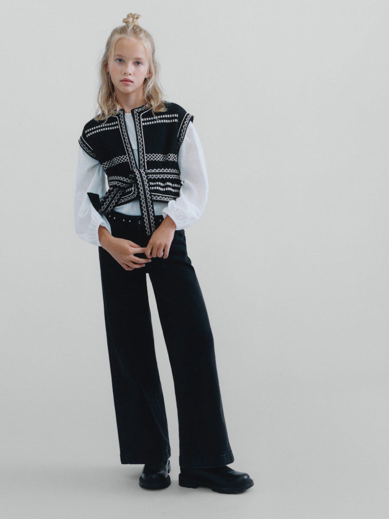 Image 6 of 6 of Mango Girls Tie Detail Waistcoat - Black