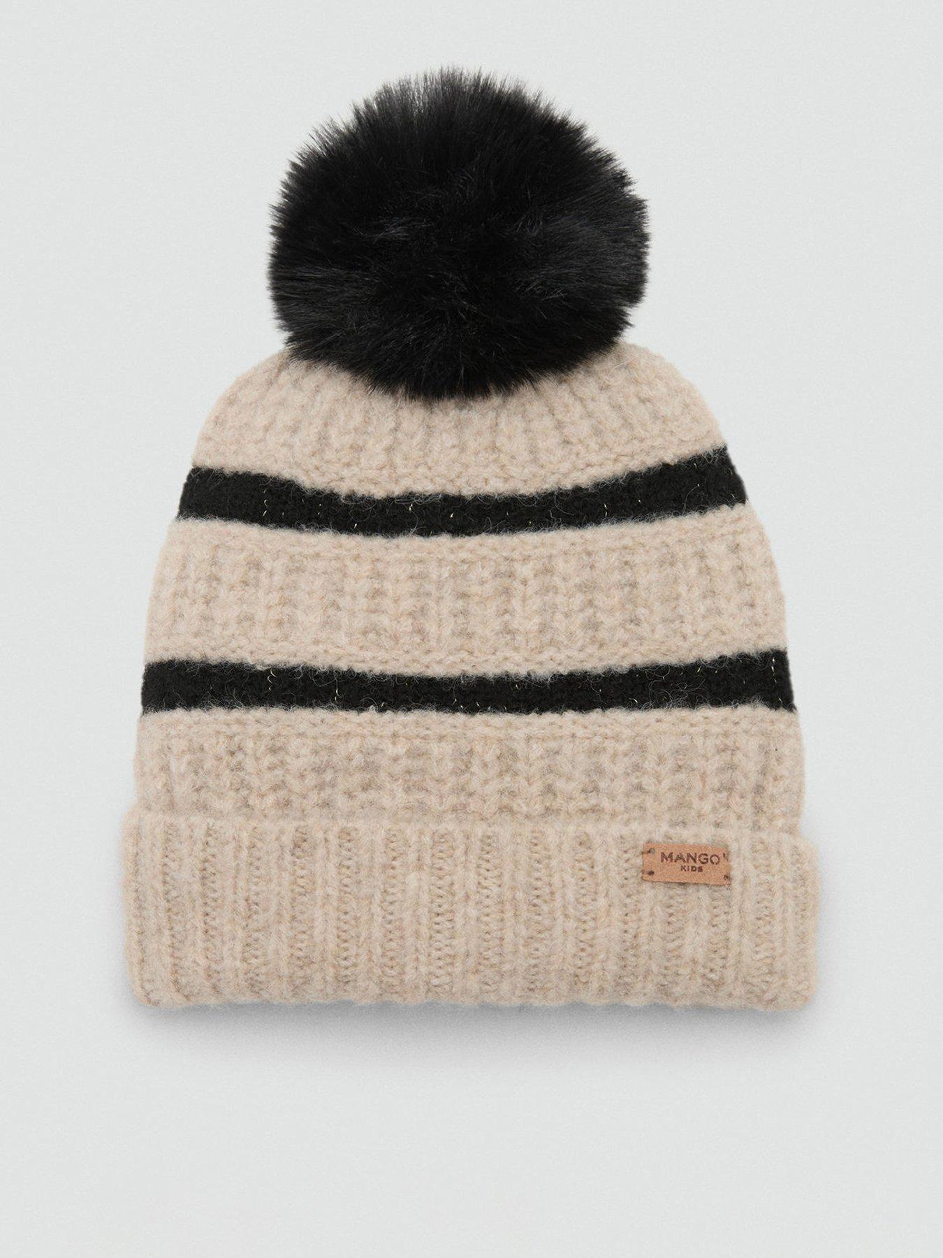 Image 1 of 4 of Mango Girls Stripe Knitted Hat - Beige