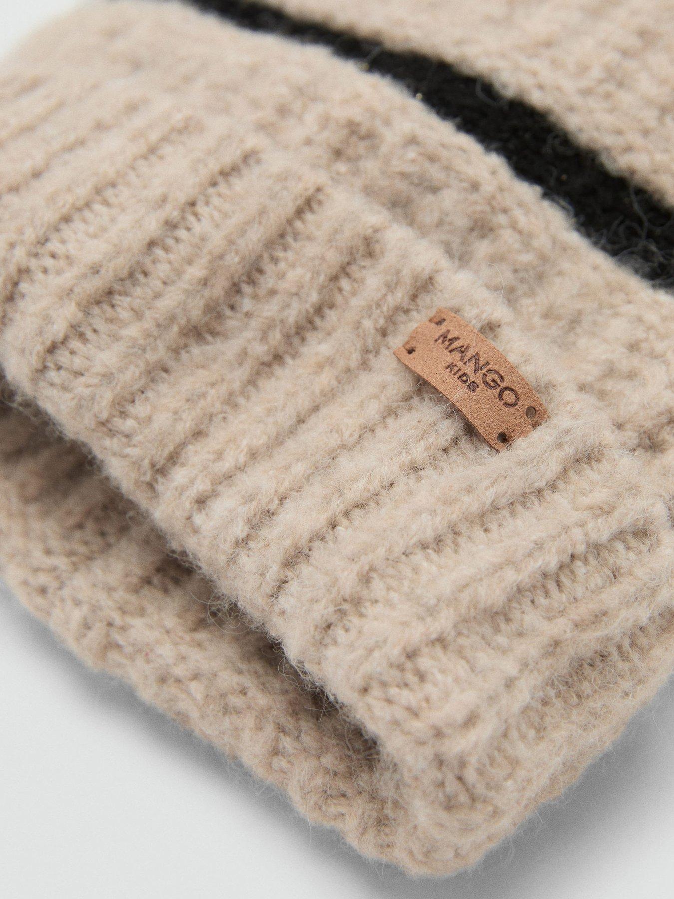 Image 3 of 4 of Mango Girls Stripe Knitted Hat - Beige