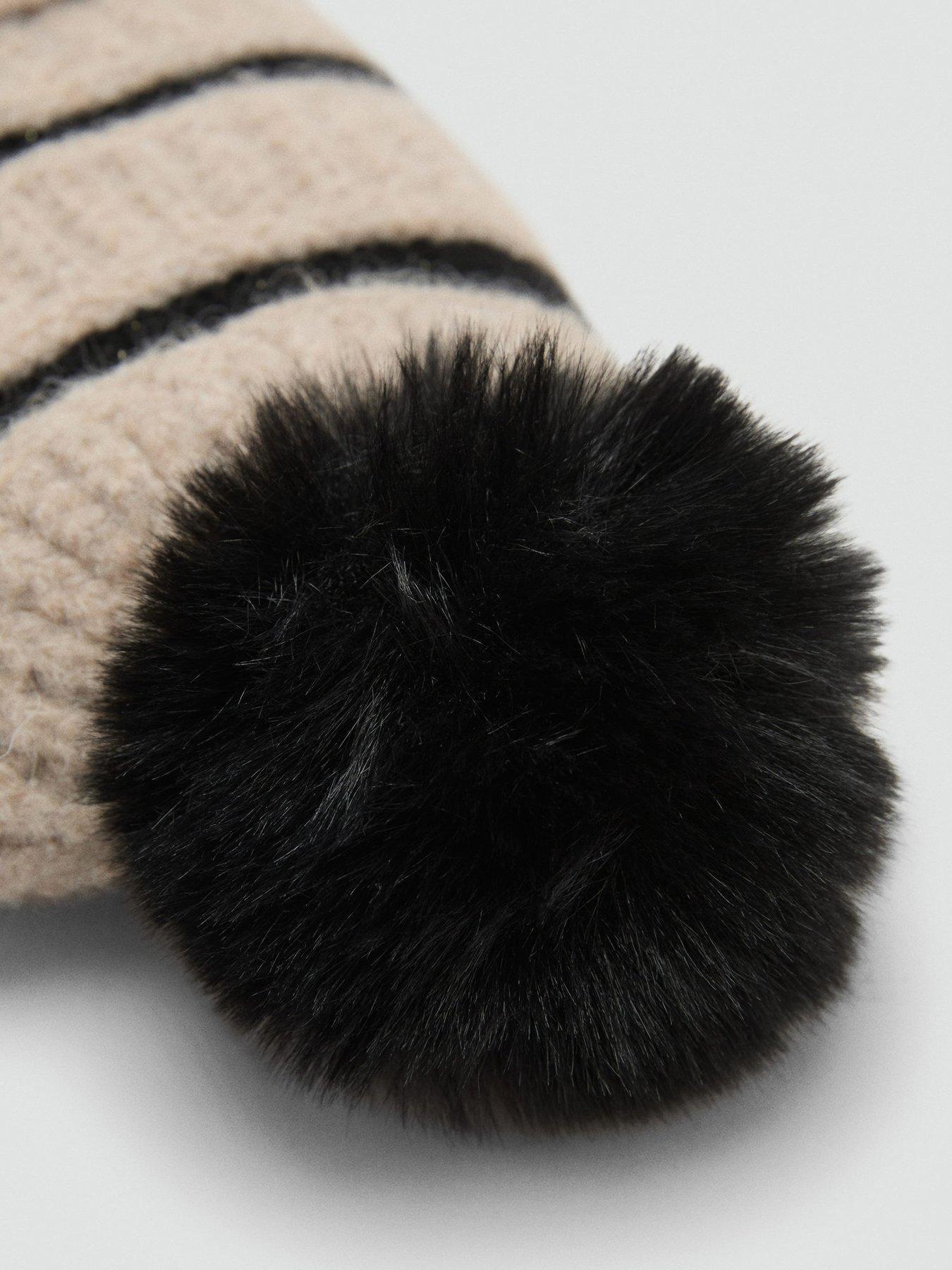 Image 4 of 4 of Mango Girls Stripe Knitted Hat - Beige