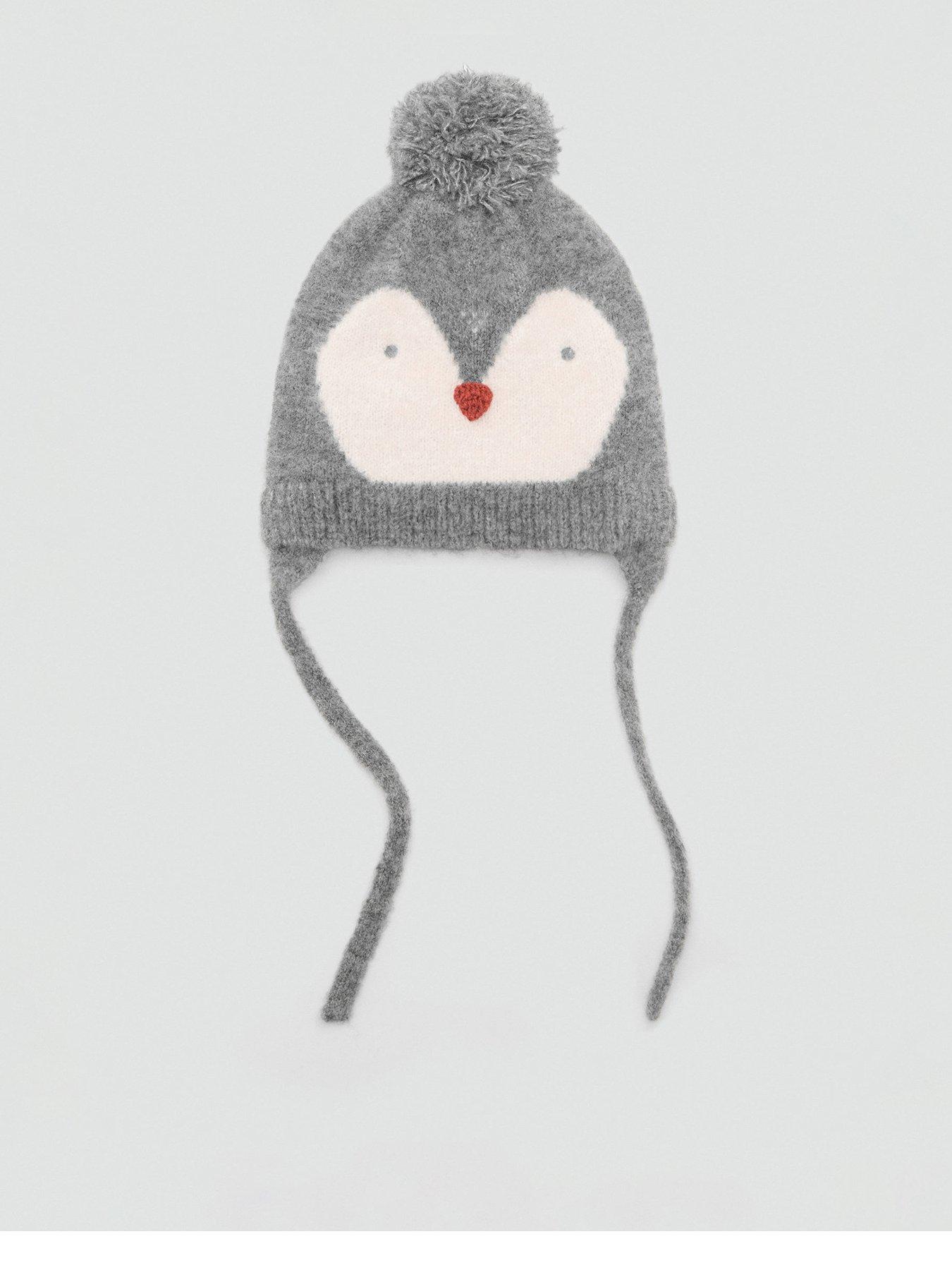 Mango Younger Boys Penguin Knitted Co-Ord Hat - Grey