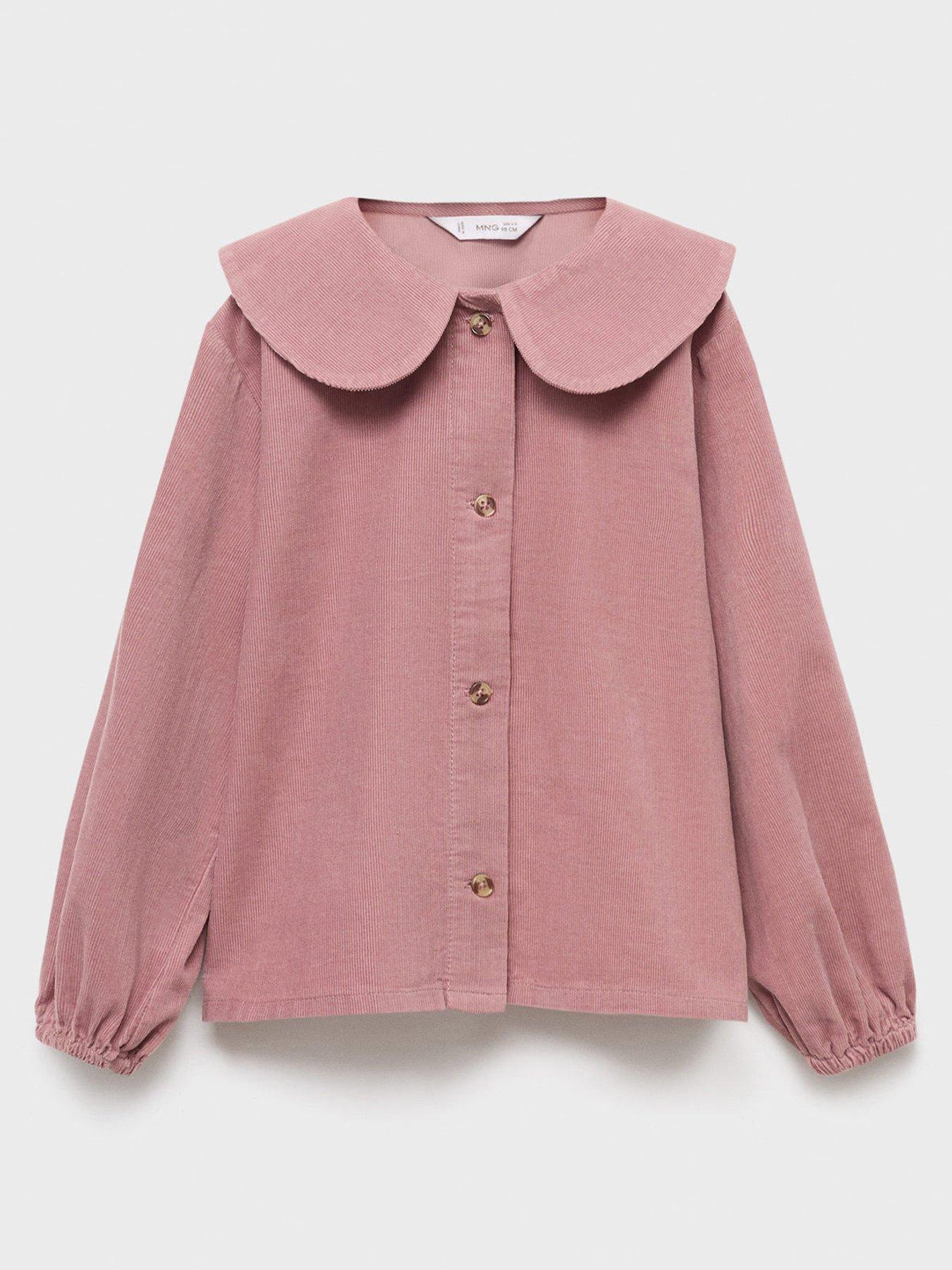 Mango Younger Girls Cord Long Sleeve Blouse - Pink