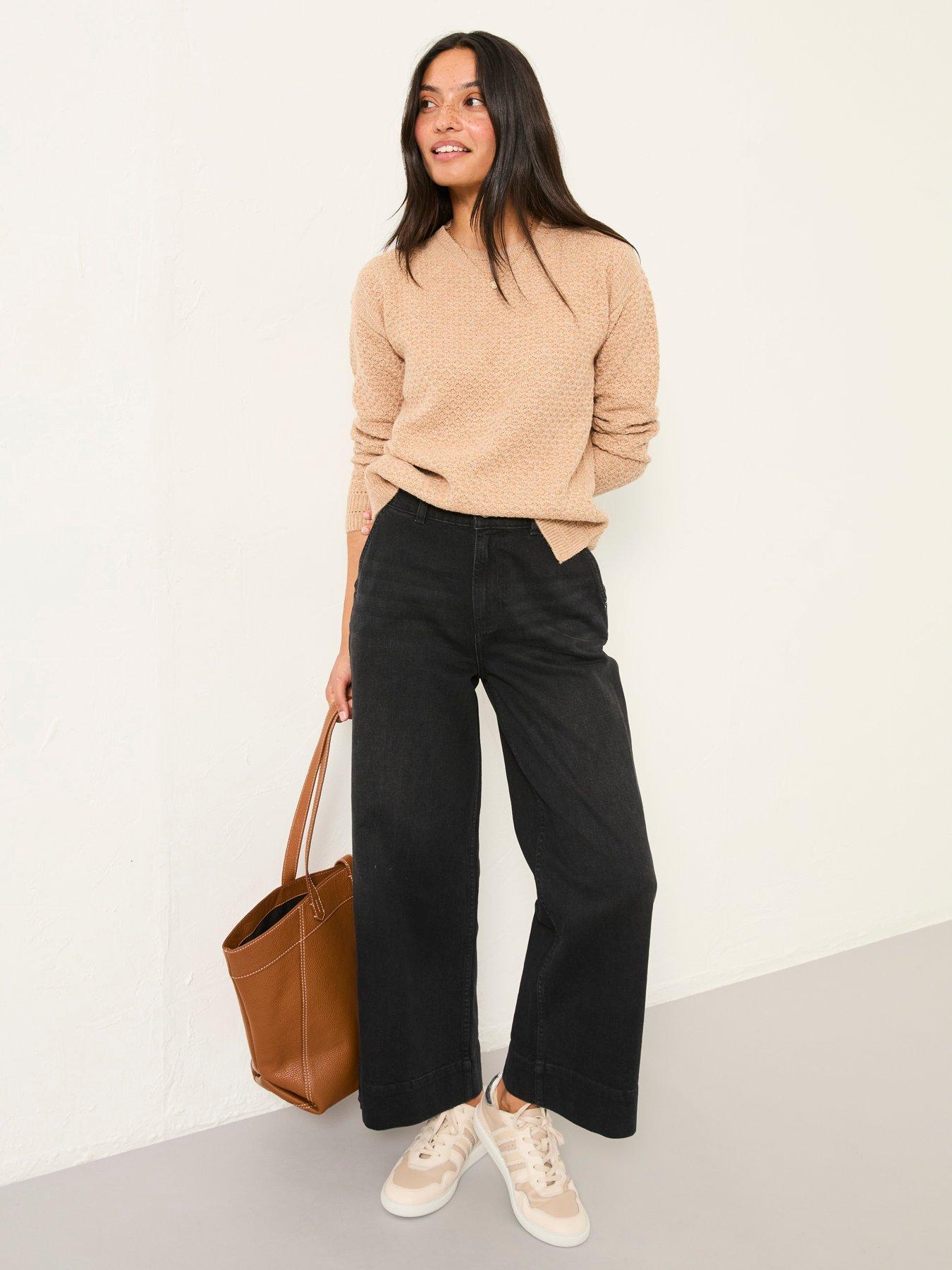  image of fatface-ella-textured-jumper-dark-natural