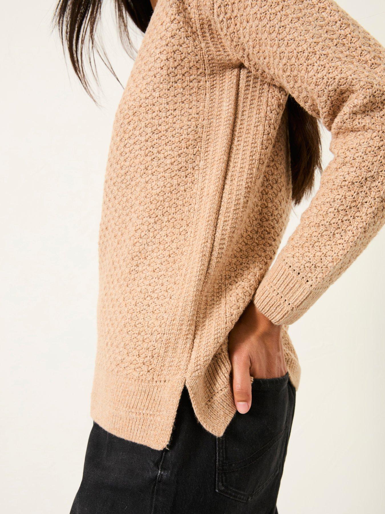  image of fatface-ella-textured-jumper-dark-natural