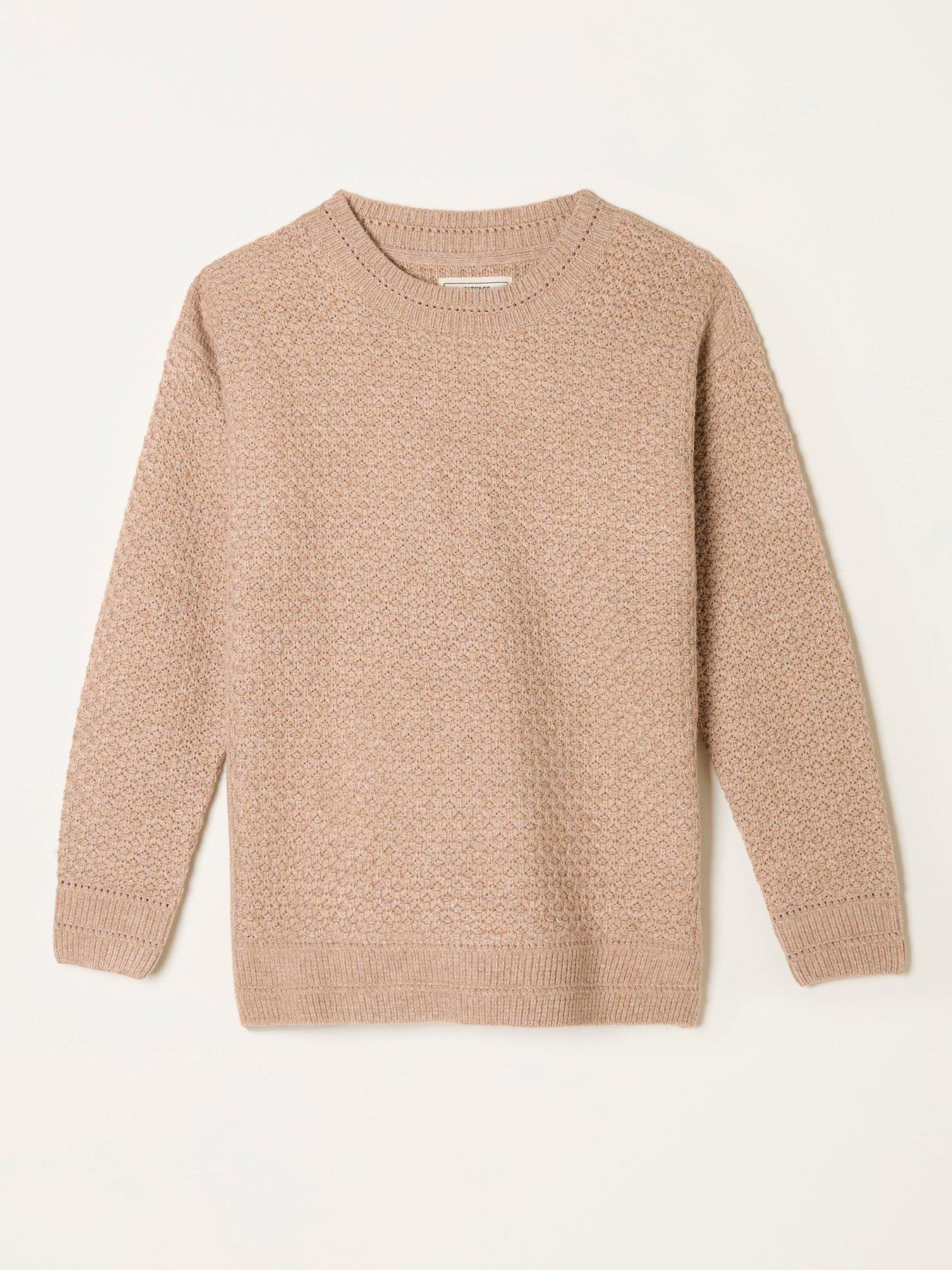  image of fatface-ella-textured-jumper-dark-natural