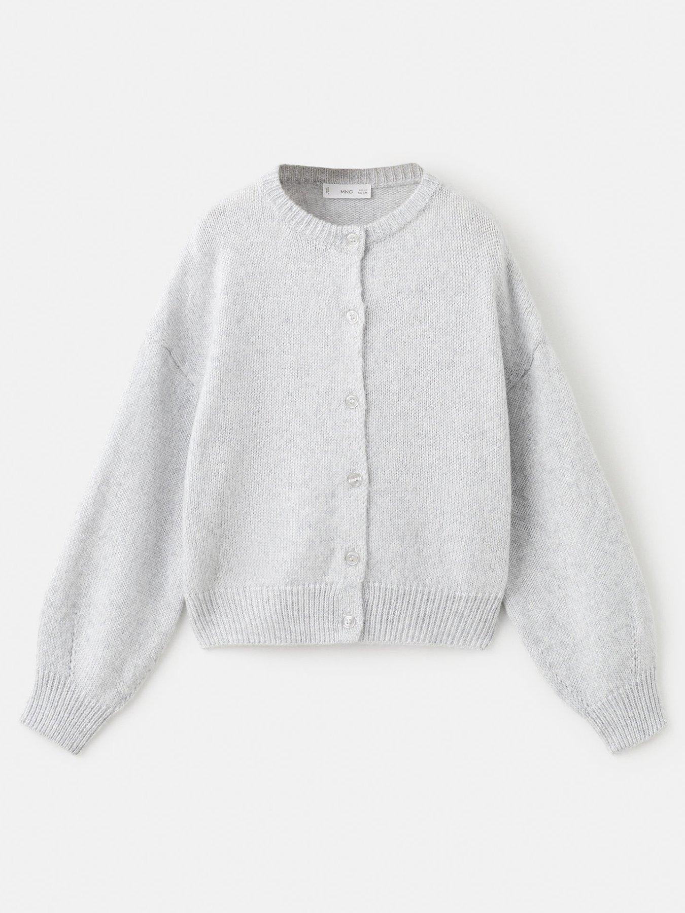  image of mango-girls-knitted-cardigan-light-grey