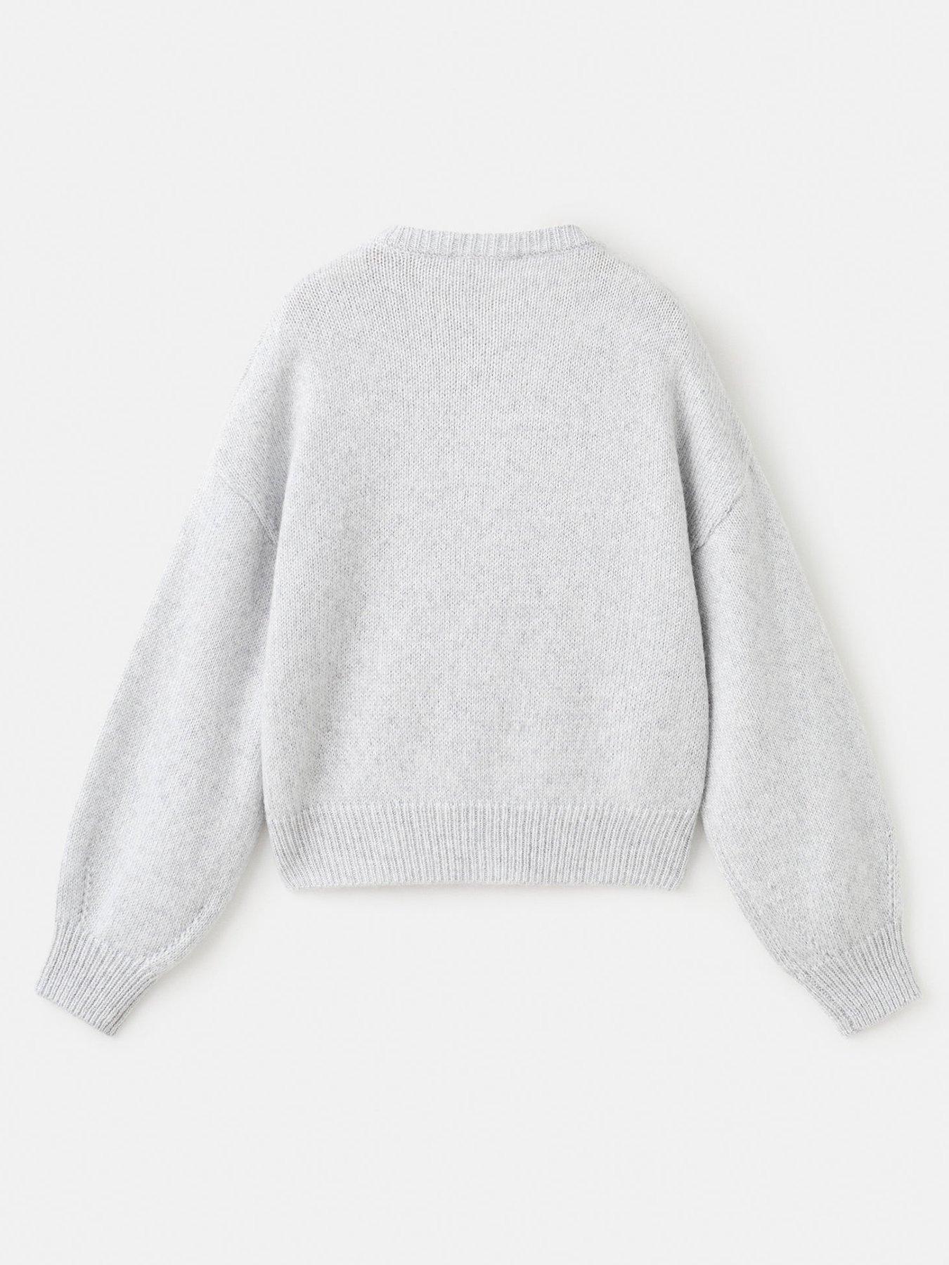  image of mango-girls-knitted-cardigan-light-grey