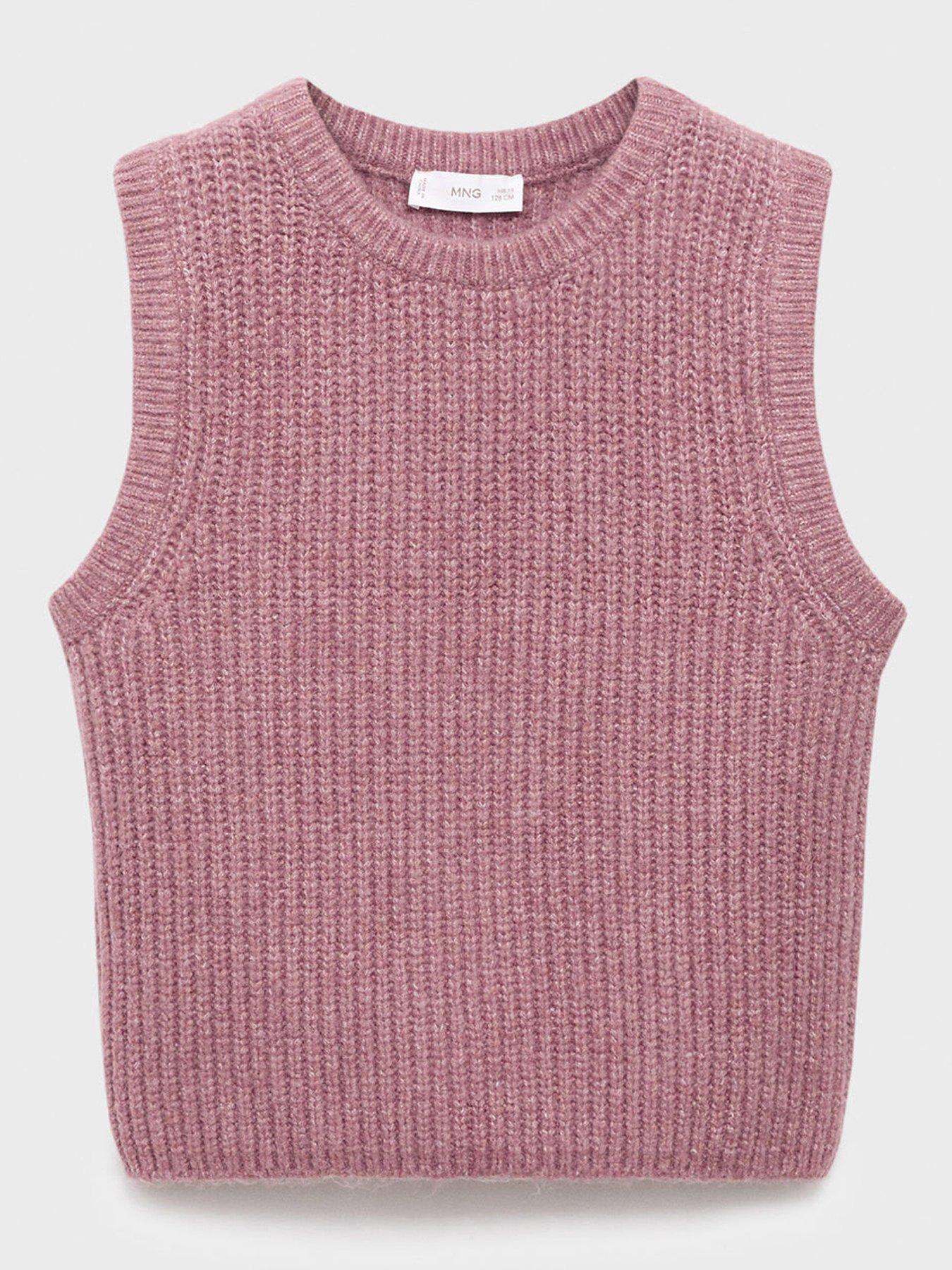 Image 1 of 4 of Mango Girls Knitted Vest - Dark Pink
