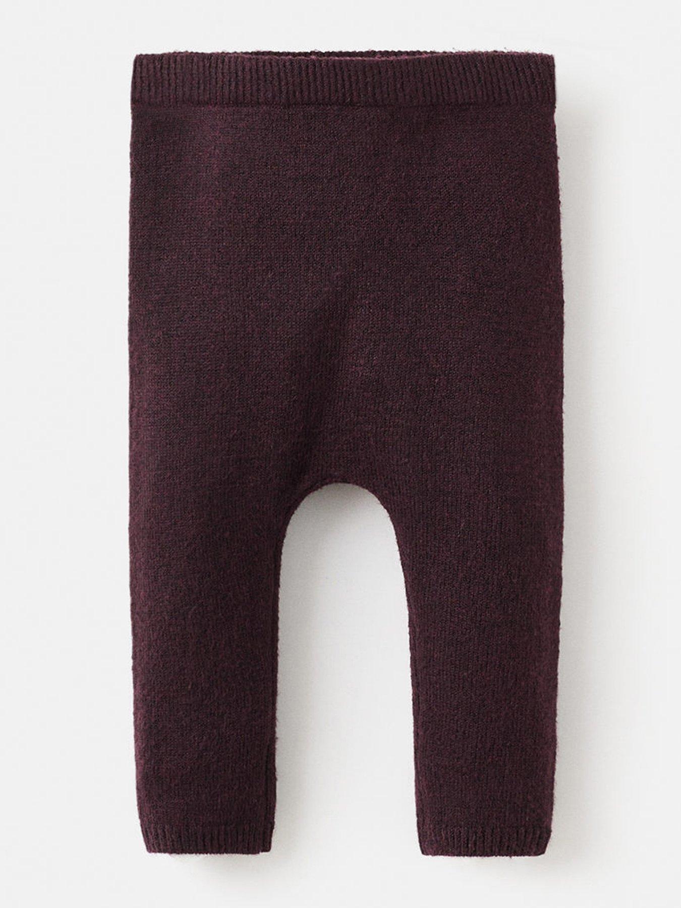 Image 1 of 4 of Mango Baby Unisex Knitted Co-ord Leggings - Dark Red