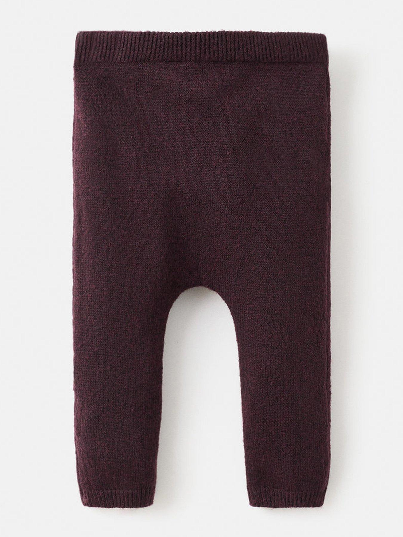 Image 2 of 4 of Mango Baby Unisex Knitted Co-ord Leggings - Dark Red