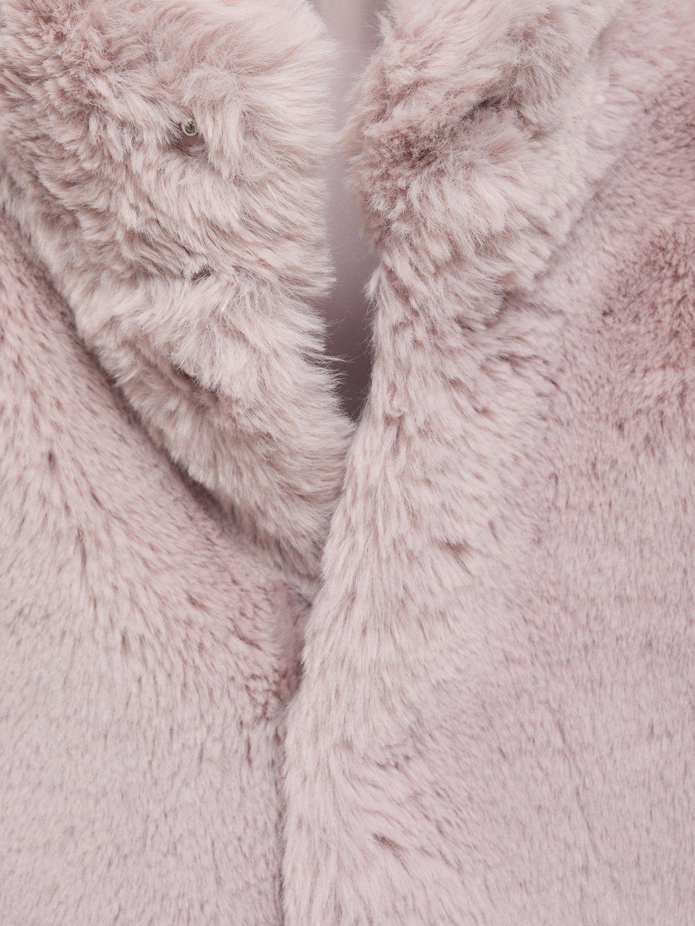 Image 3 of 4 of Mango Girls Faux Fur Coat - Pink