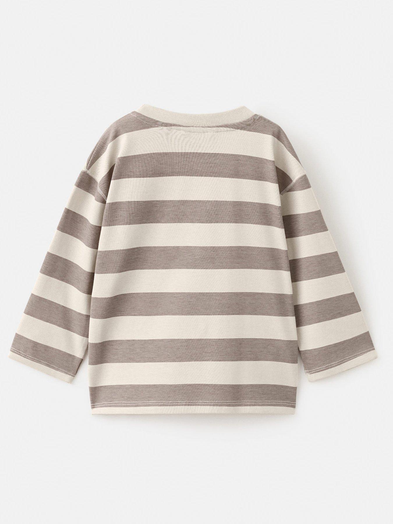  image of mango-younger-boys-bear-stripe-long-sleeve-t-shirt-beige