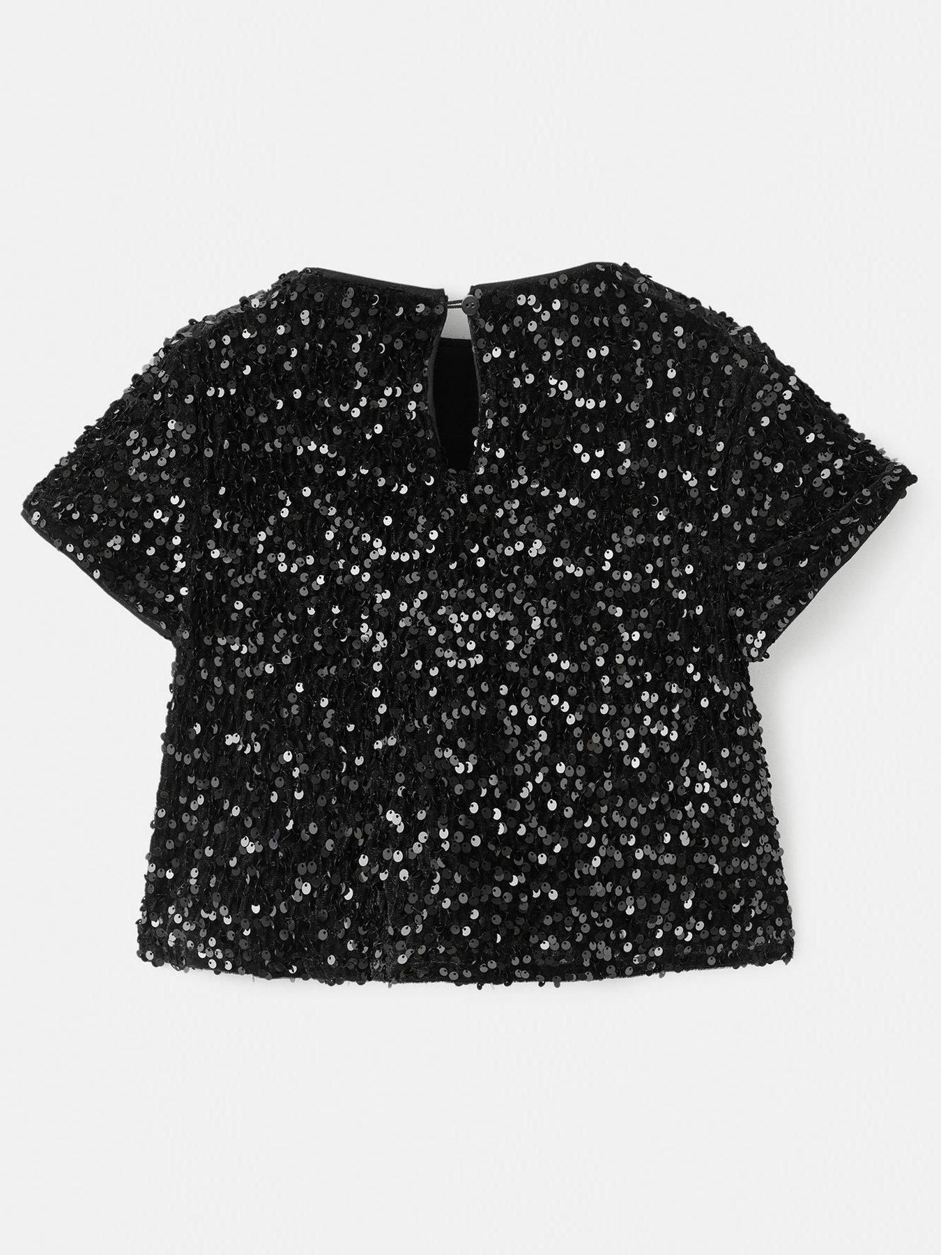 back image of mango-girls-sequin-co-ord-top-black