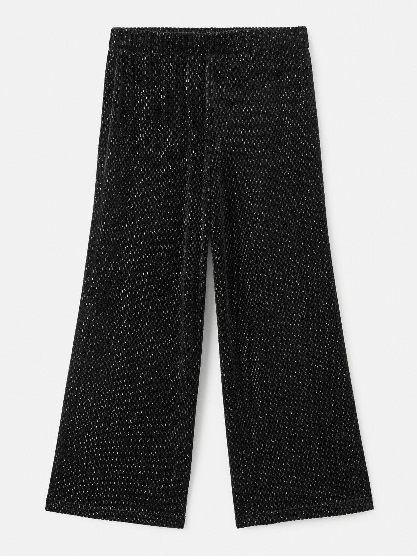  image of mango-girls-metallic-velour-trousers-black