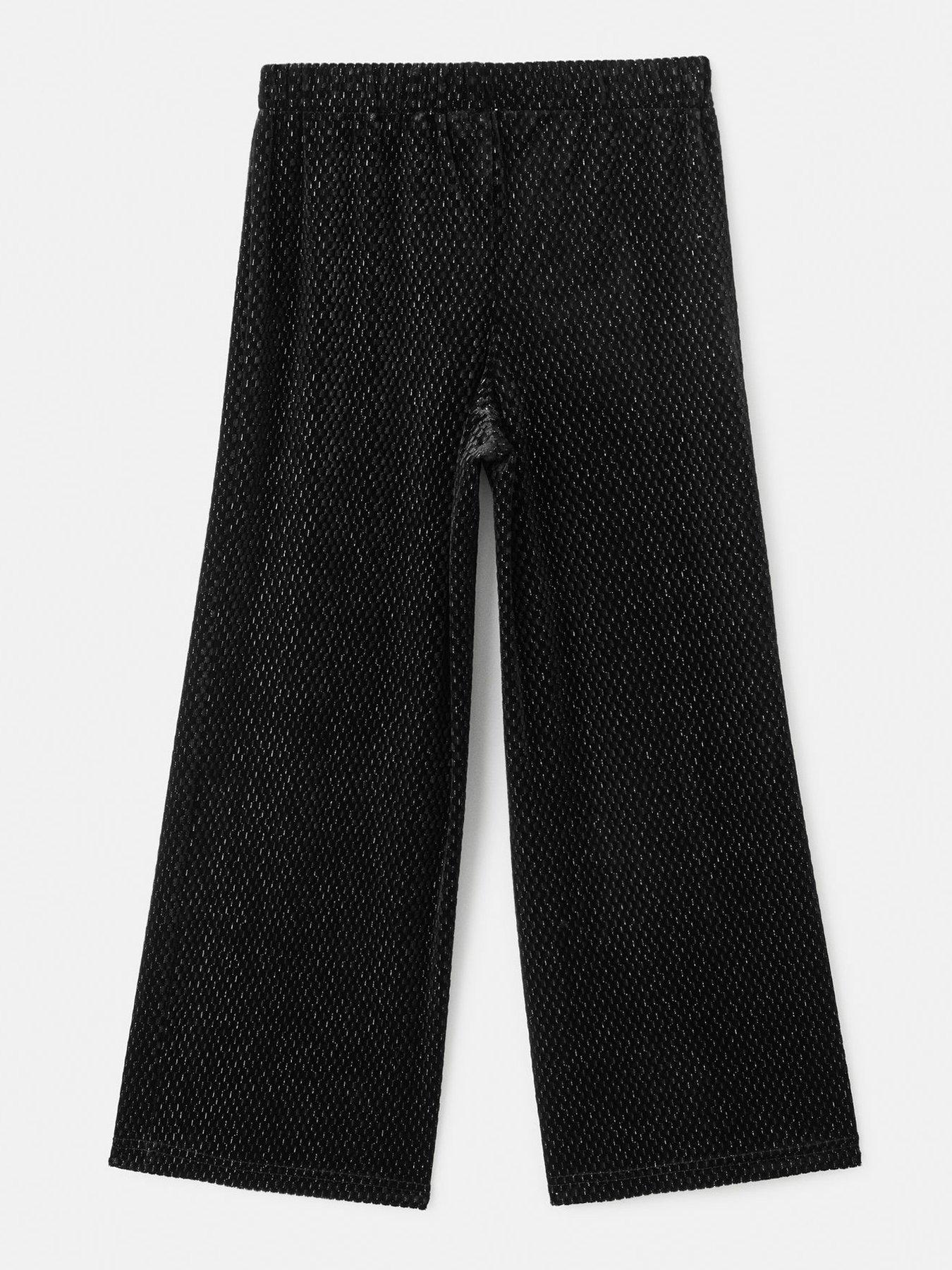  image of mango-girls-metallic-velour-trousers-black