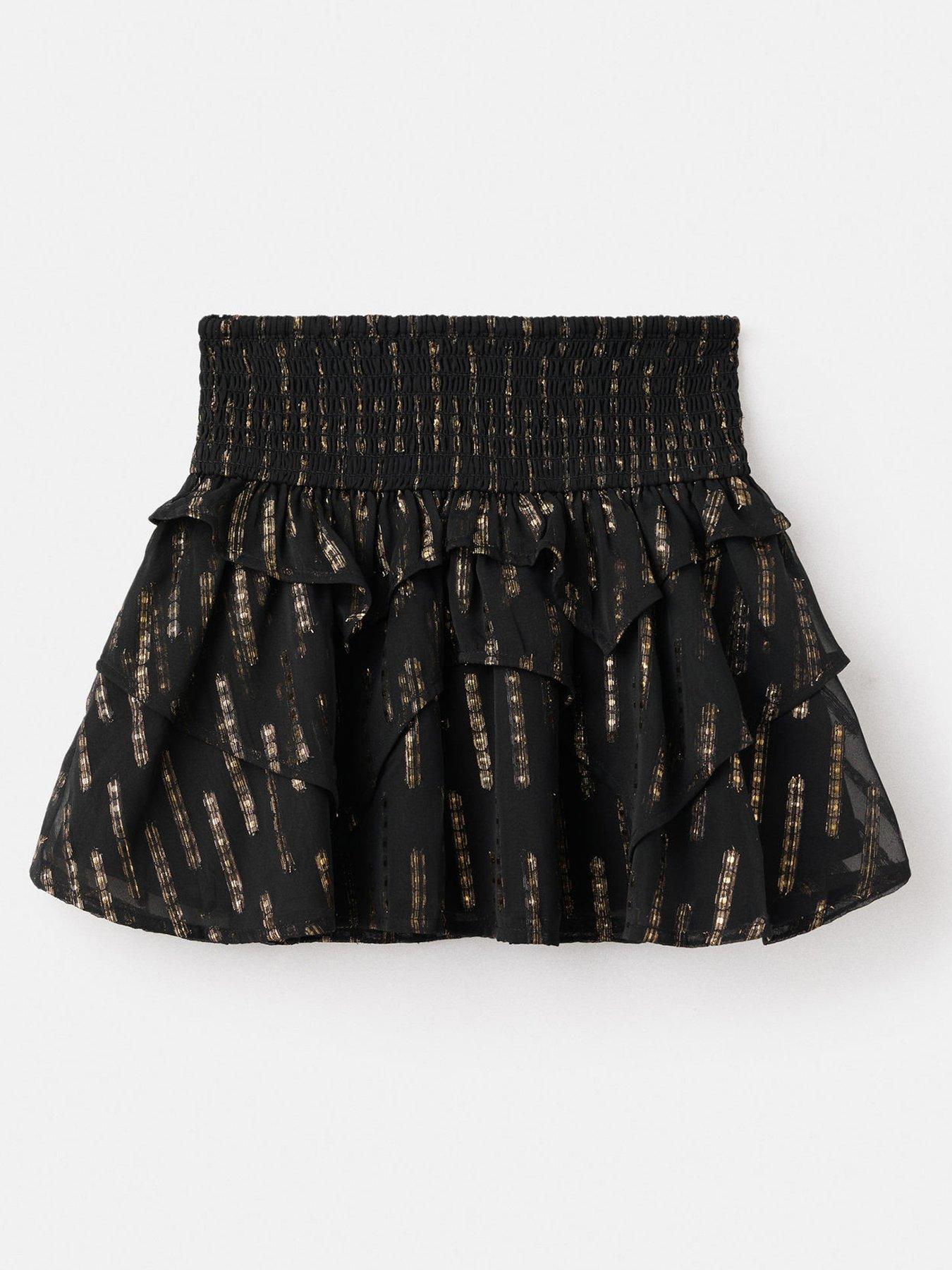 mango-girls-metallic-detail-skirt-black