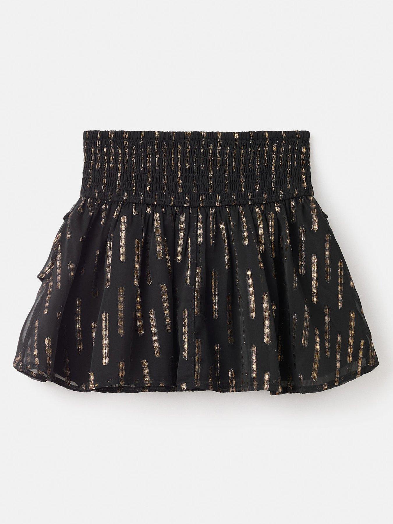 Image 2 of 4 of Mango Girls Metallic Detail Skirt - Black