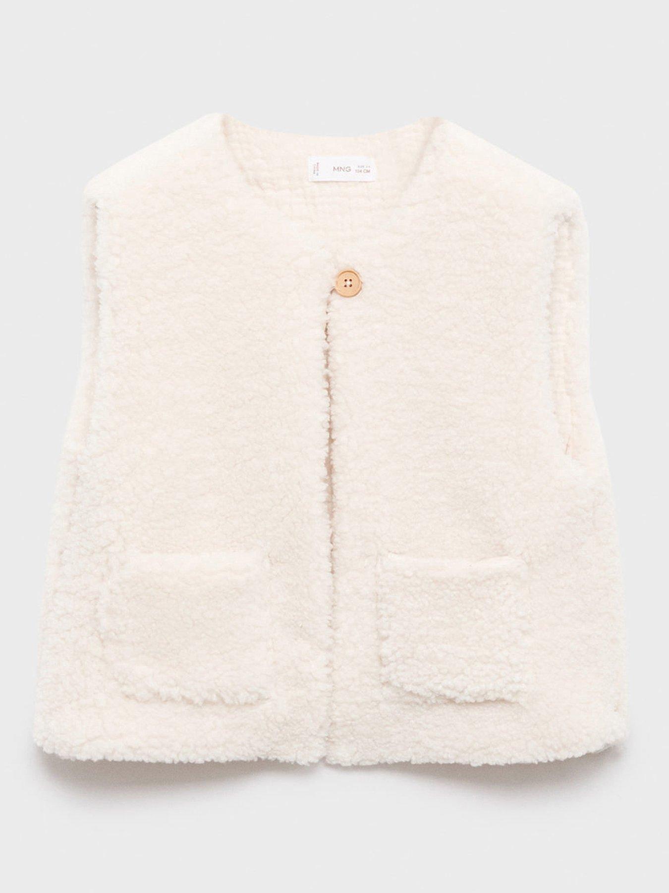 Mango Younger Girls Borg Gilet - Cream