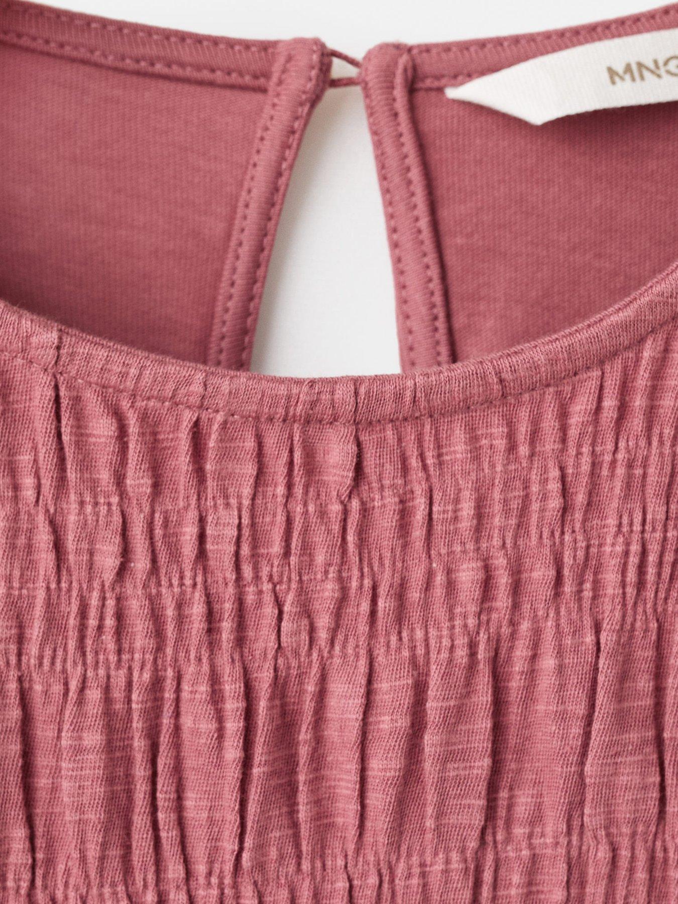  image of mango-girls-shirred-front-long-sleeve-t-shirt-red