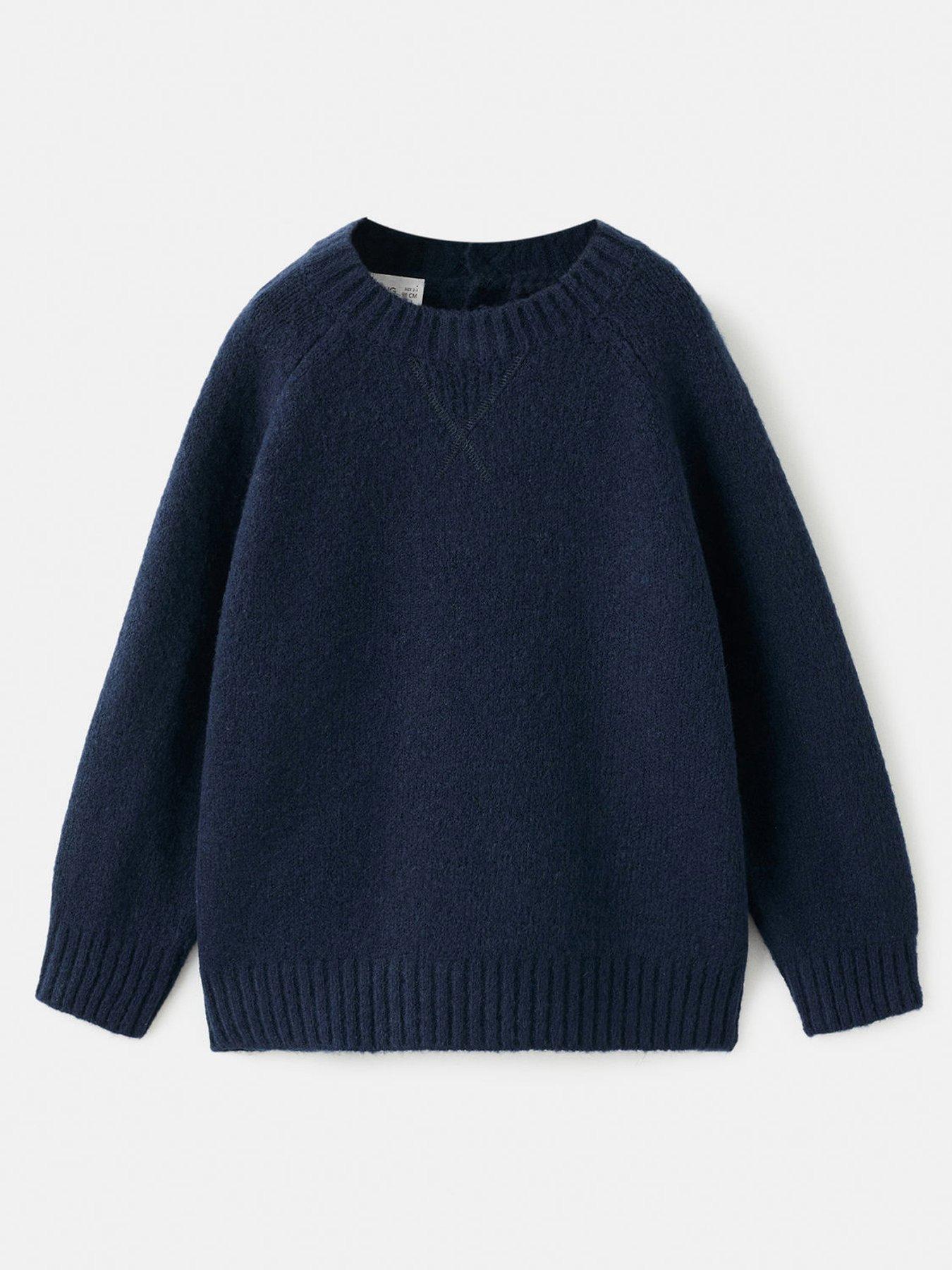 Mango Younger Boys Plain Knitted Jumper - Navy
