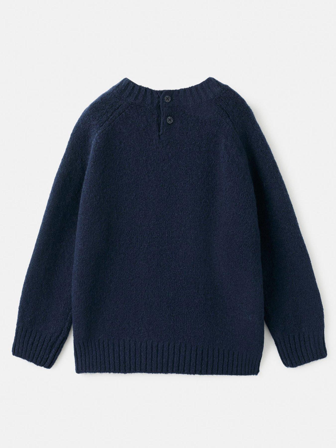 Image 2 of 4 of Mango Younger Boys Plain Knitted Jumper - Navy