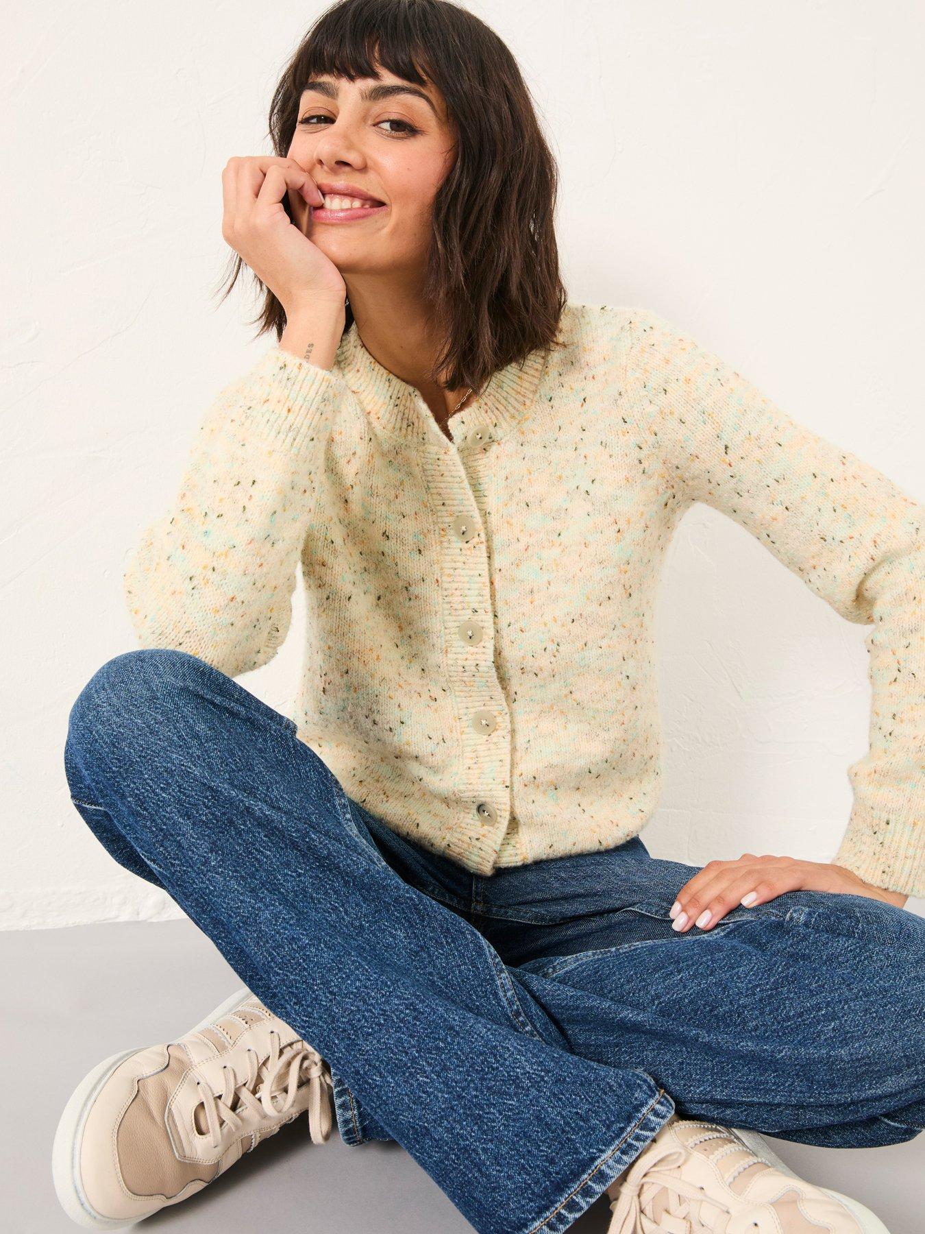 undefined Faye Fleck Cardigan - Chalk White