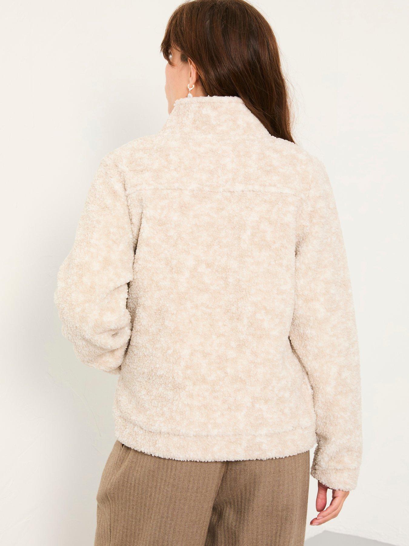 Image 2 of 6 of FatFace Zip Thru Bomber Fleece - Natural