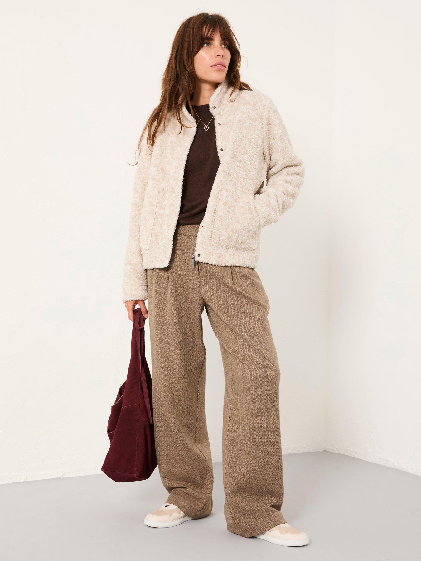 Image 3 of 6 of FatFace Zip Thru Bomber Fleece - Natural