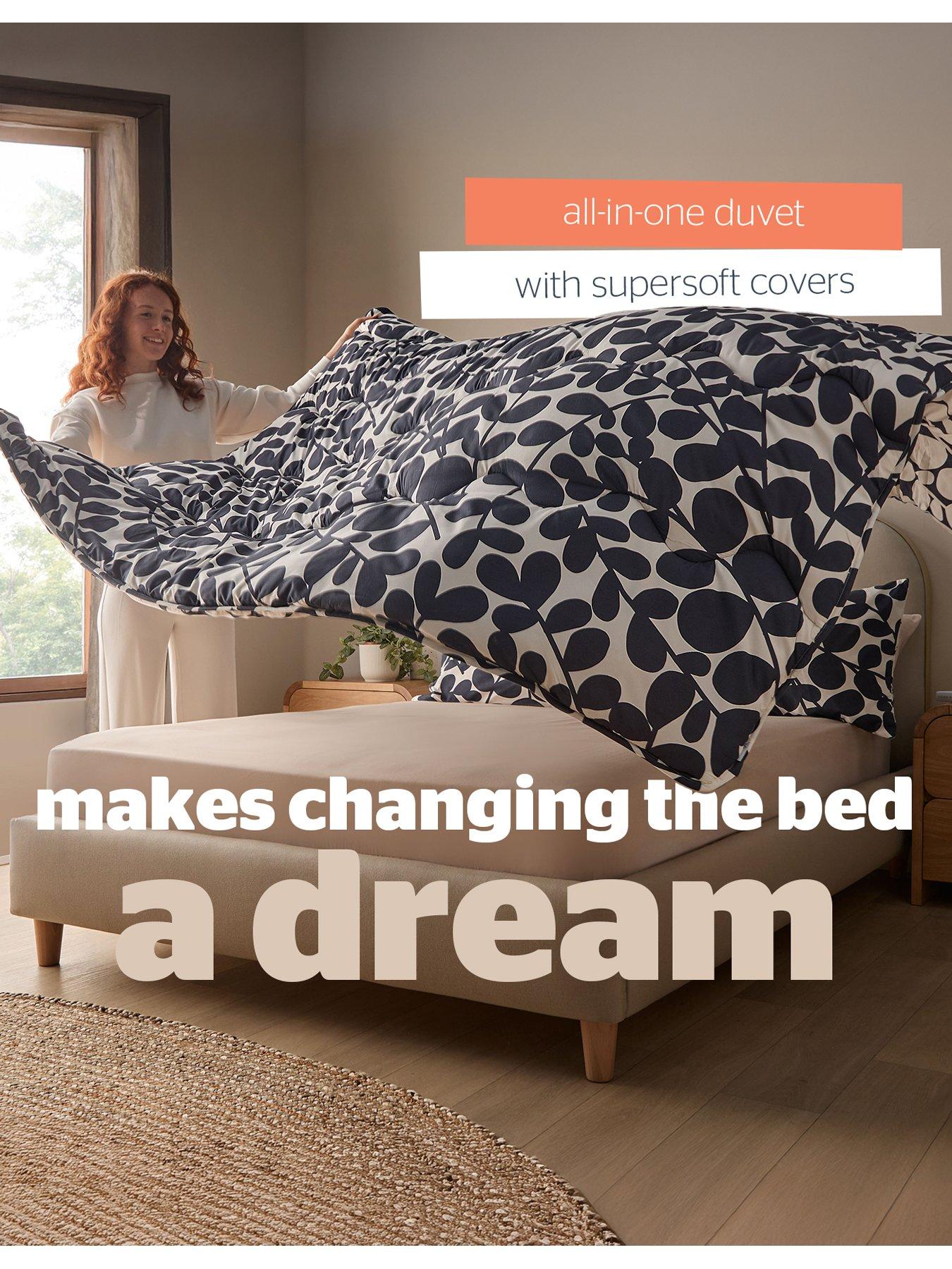 Image 3 of 7 of Silentnight Leaf Print Coverless Duvet And Pillowcase Set - Blue