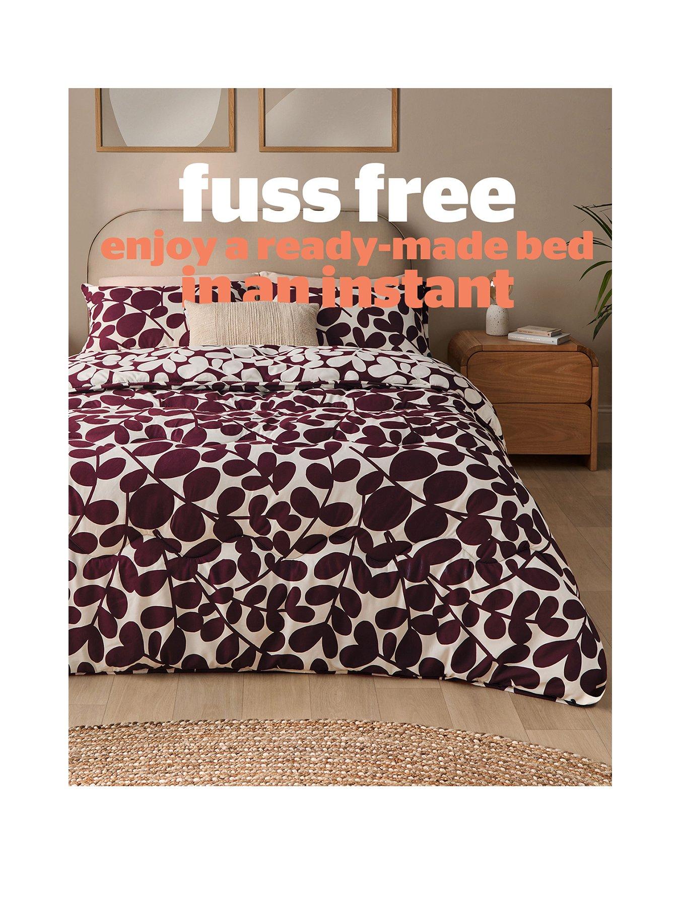 Image 2 of 7 of Silentnight Leaf Print Coverless Duvet And Pillowcase Set - Berry