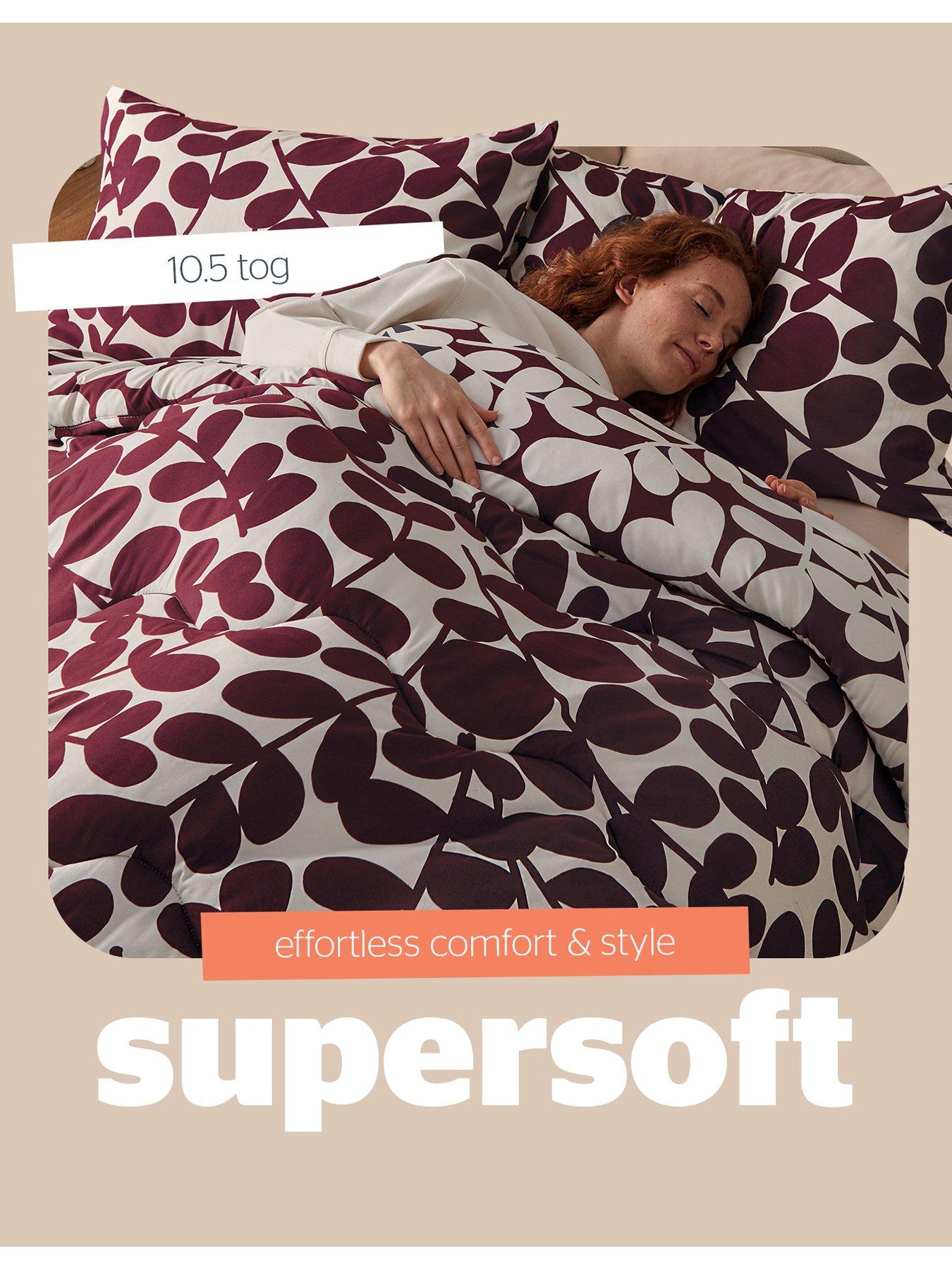 Image 4 of 7 of Silentnight Leaf Print Coverless Duvet And Pillowcase Set - Berry