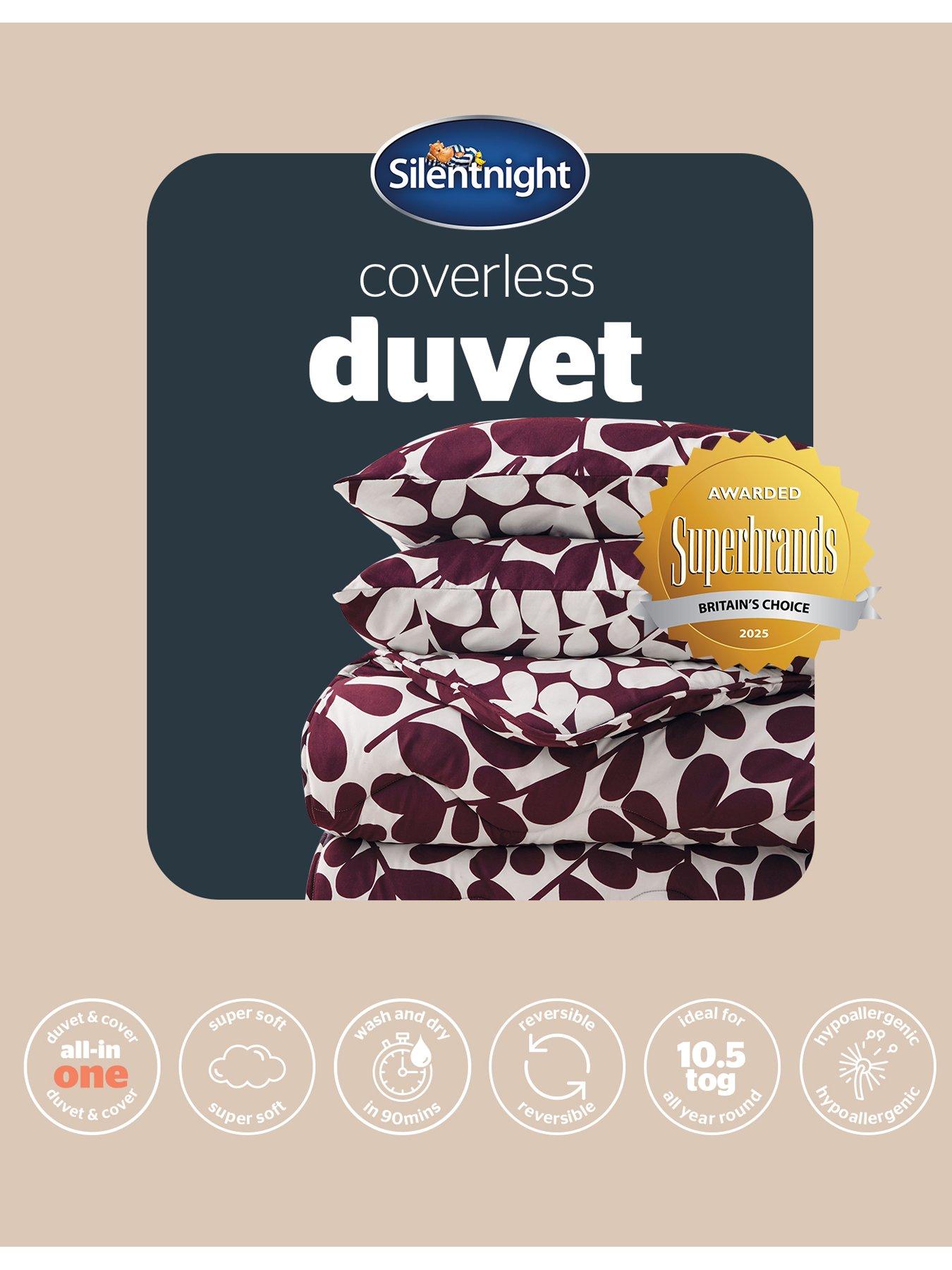 Image 7 of 7 of Silentnight Leaf Print Coverless Duvet And Pillowcase Set - Berry
