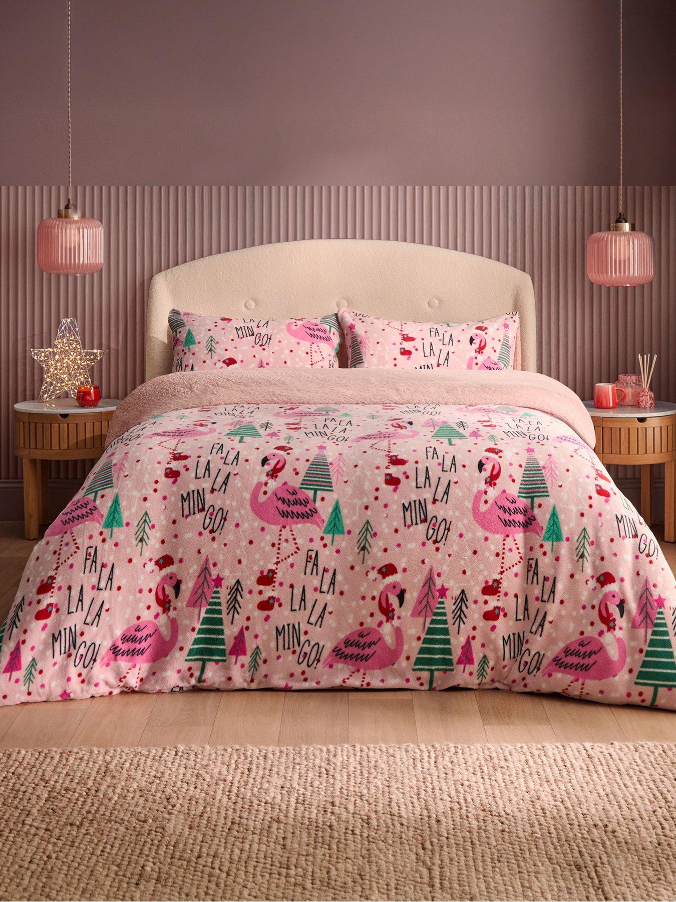 silentnight-christmas-flamingo-fleece-duvet-cover-set