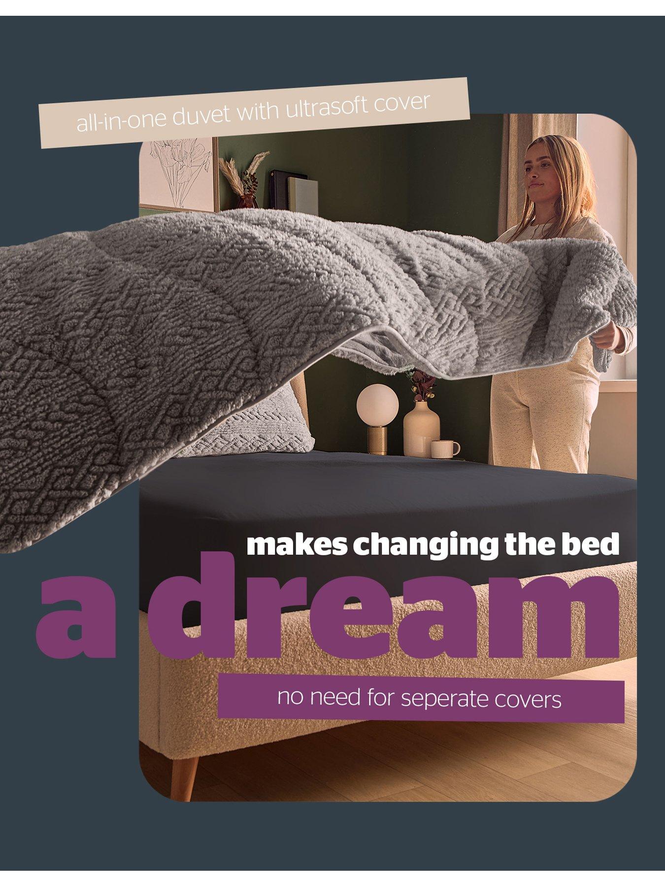 Image 3 of 7 of Silentnight Teddy Fleece Coverless Duvet And Pillowcase Set - 10.5 Tog - Grey