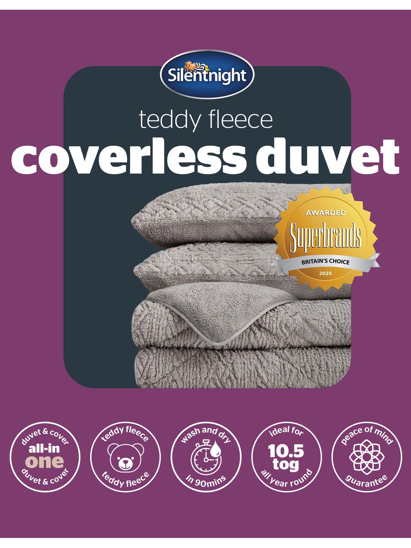 Image 7 of 7 of Silentnight Teddy Fleece Coverless Duvet And Pillowcase Set - 10.5 Tog - Grey