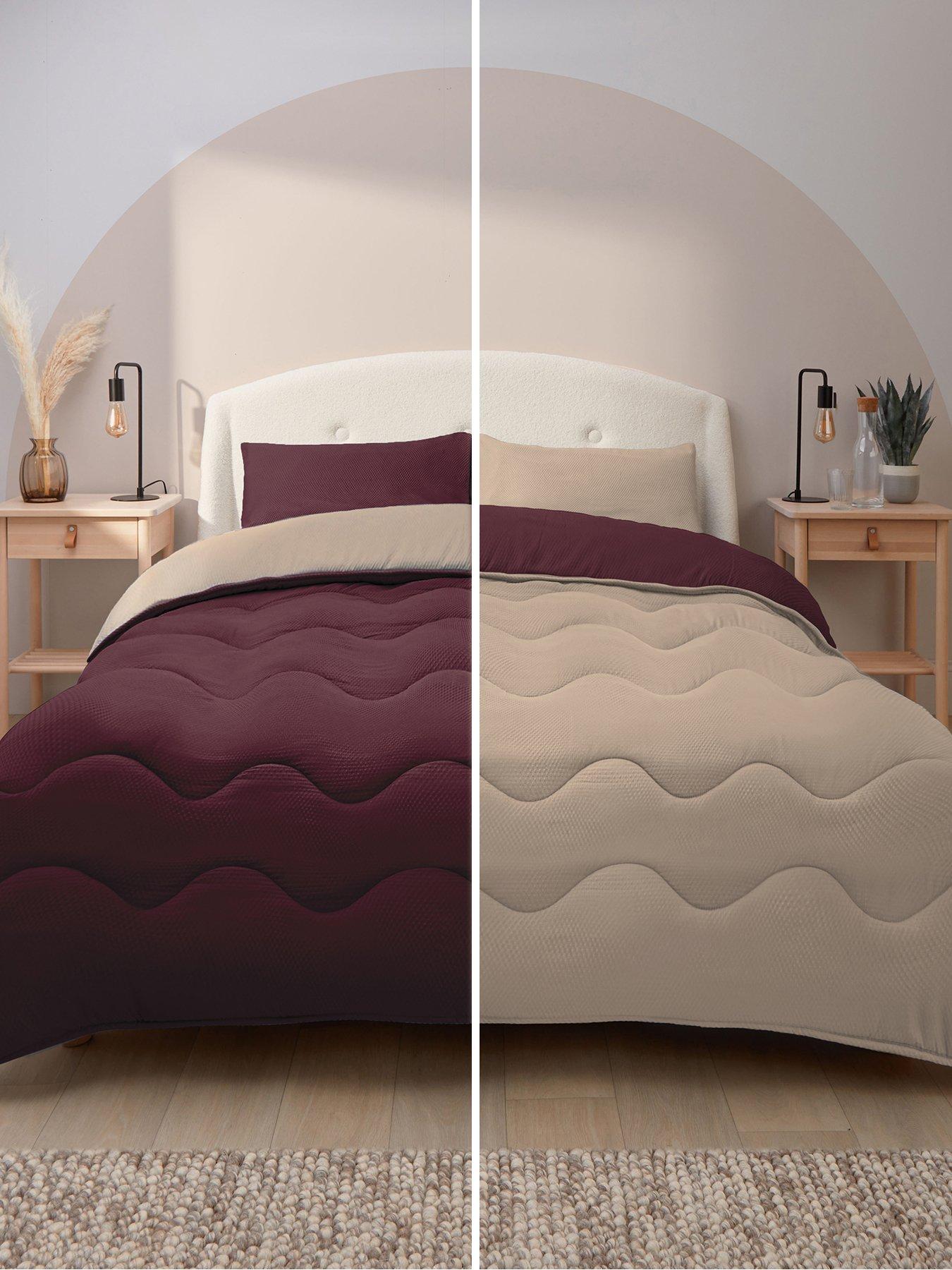 Image 1 of 7 of Silentnight Seersucker Coverless Duvet and Pillowcase Set - 10.5 Tog Berry/Natural