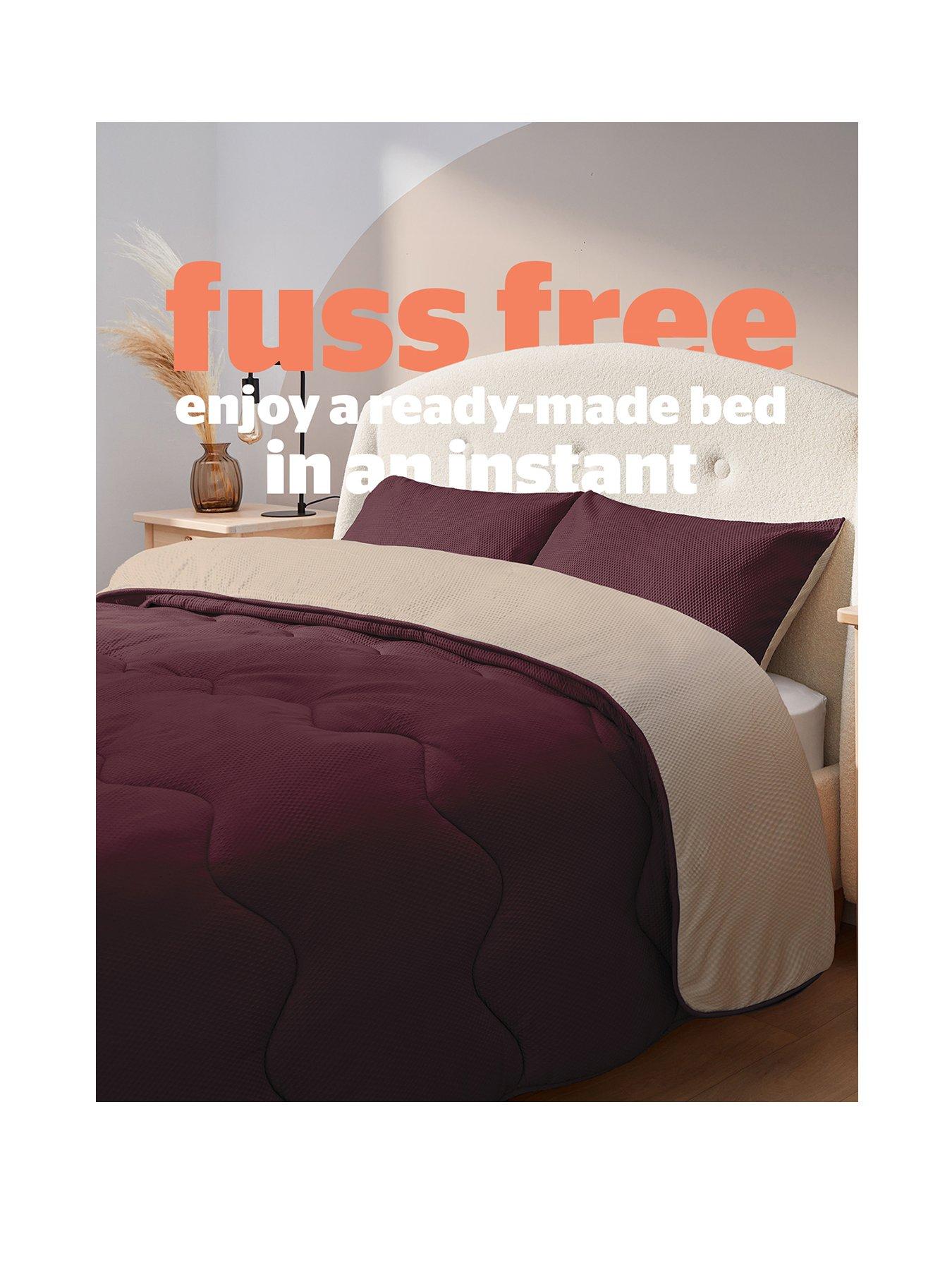Image 2 of 7 of Silentnight Seersucker Coverless Duvet and Pillowcase Set - 10.5 Tog Berry/Natural