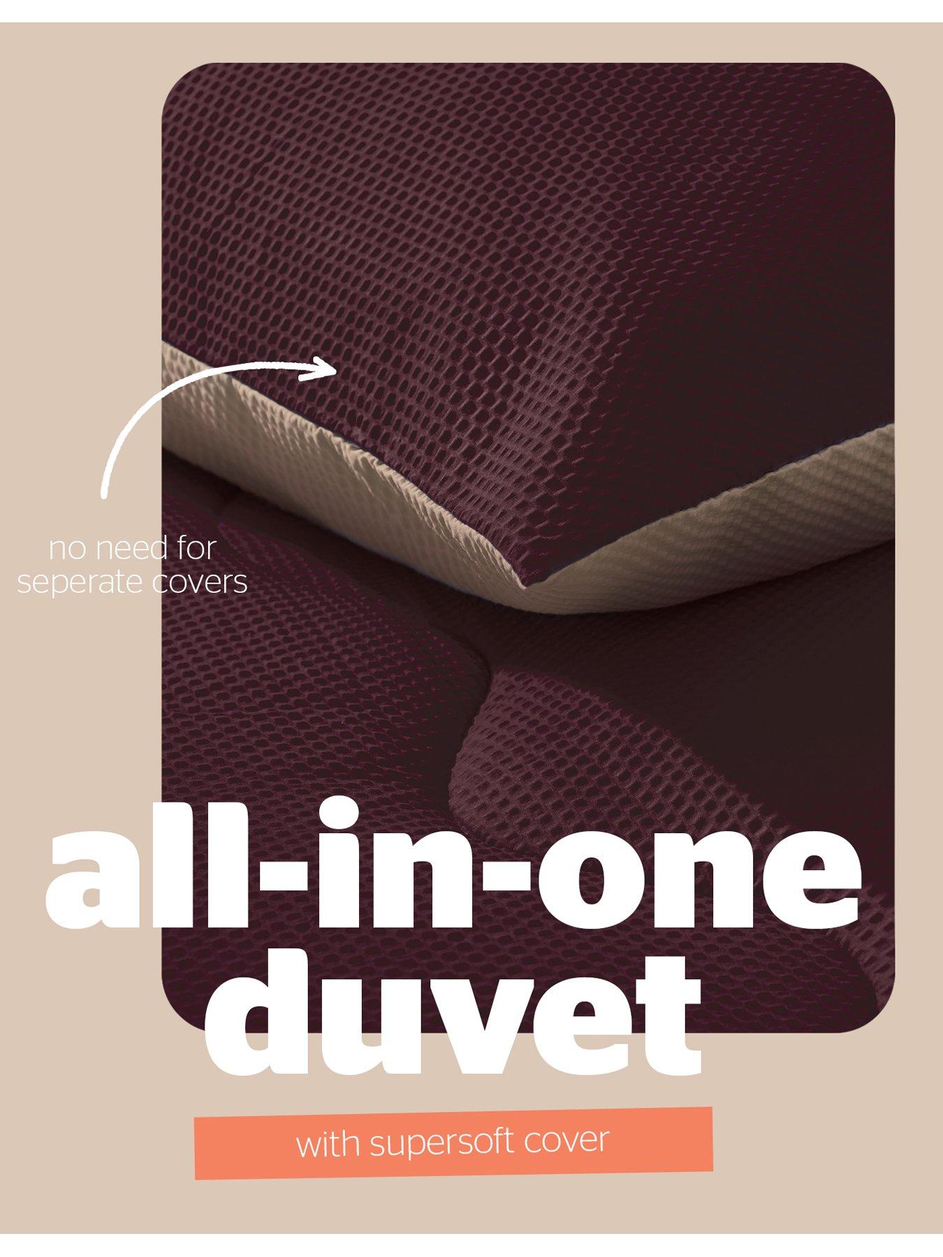 Image 3 of 7 of Silentnight Seersucker Coverless Duvet and Pillowcase Set - 10.5 Tog Berry/Natural