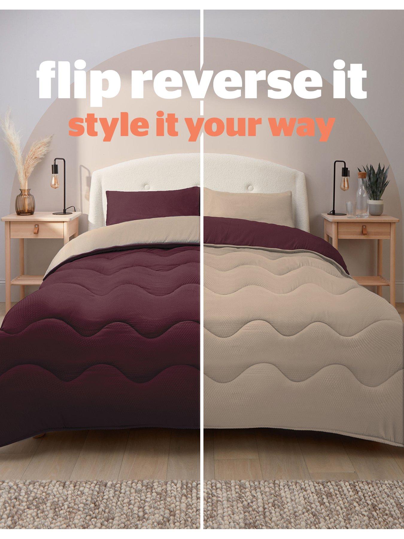 Image 6 of 7 of Silentnight Seersucker Coverless Duvet and Pillowcase Set - 10.5 Tog Berry/Natural