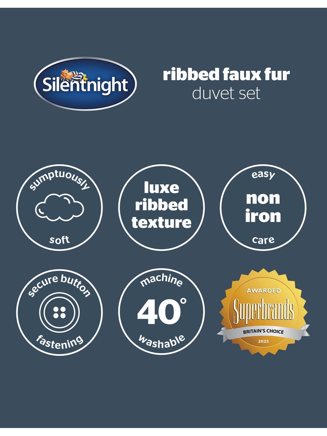 Image 7 of 7 of Silentnight Ribbed Faux Fur Duvet Cover Set