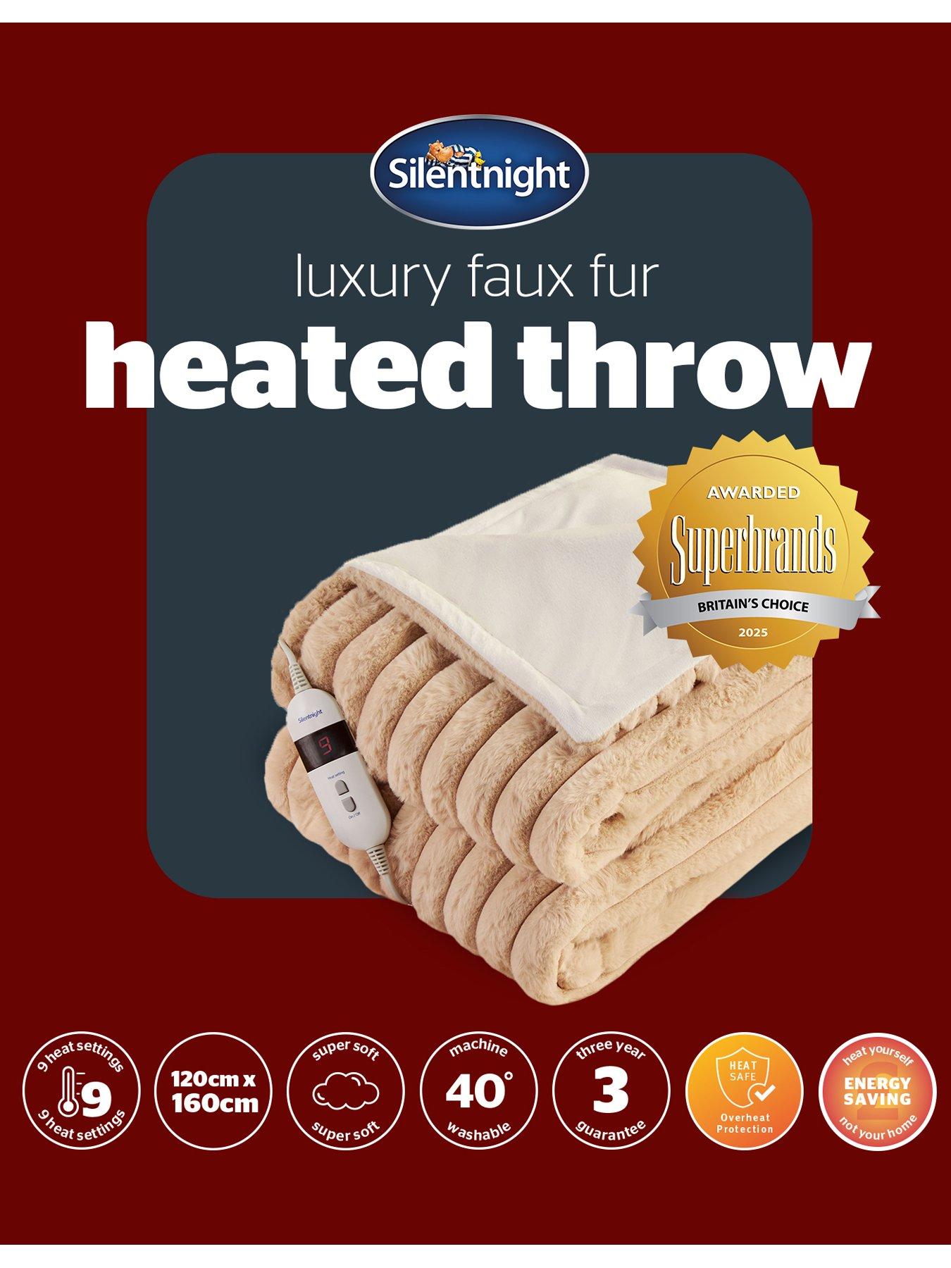 Image 7 of 7 of Silentnight Faux Fur Ribbed Heated Throw - Natural