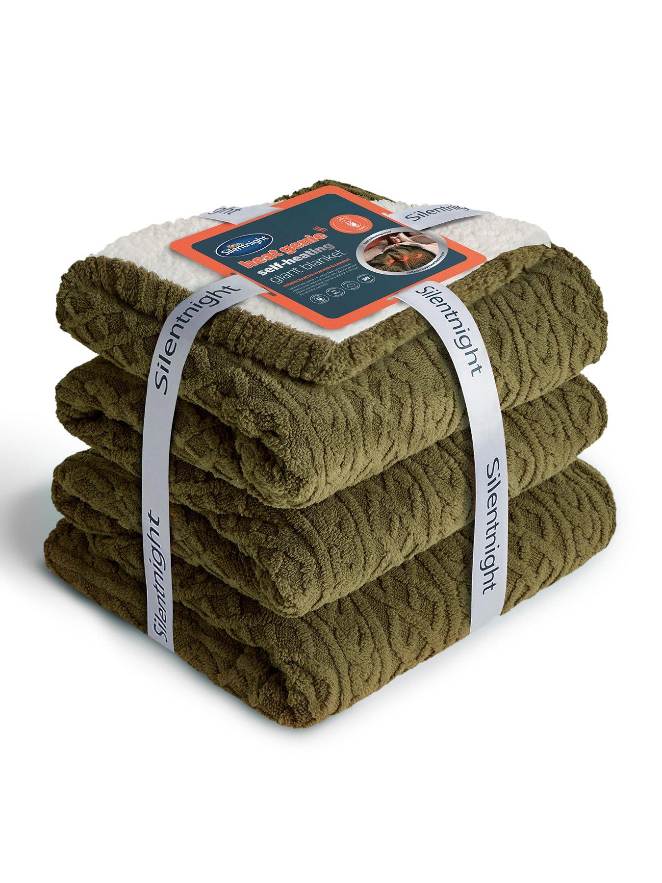 Silentnight Heat Genie Cable Knit Giant Blanket - Olive