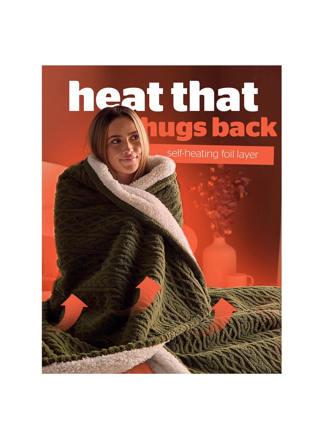  image of silentnight-heat-genie-cable-knit-giant-blanket-olive