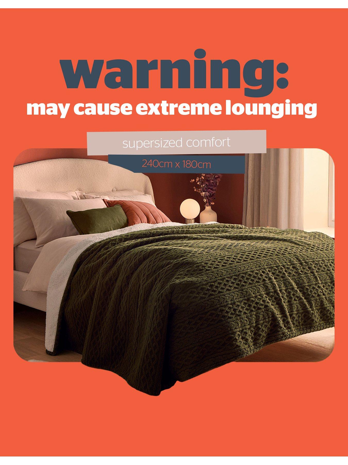  image of silentnight-heat-genie-cable-knit-giant-blanket-olive