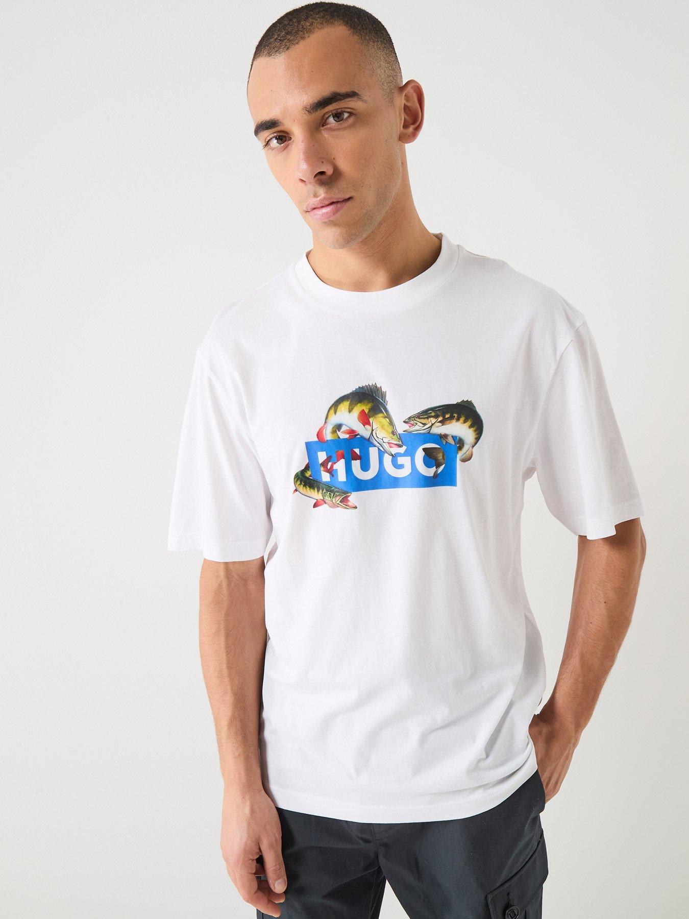 HUGO Blue Nalotrix Graphic T-Shirt - White
